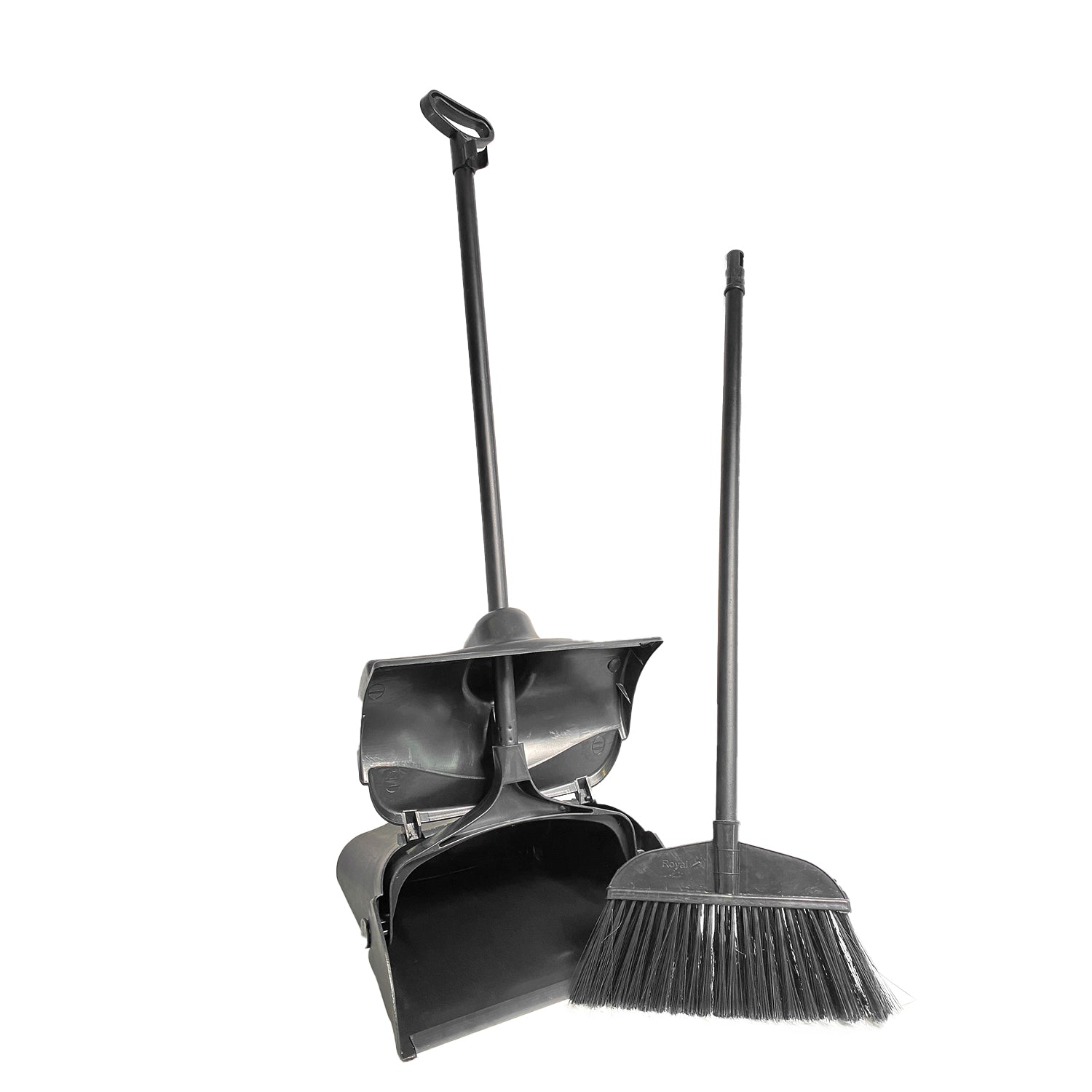Zidello Heavy Duty Industrial Dustpan Set with Long Handle, Folding Design for Indoor and Outdoor Sweeping, Commercial-Grade Cleaning Tool, Industrial Floor Brush