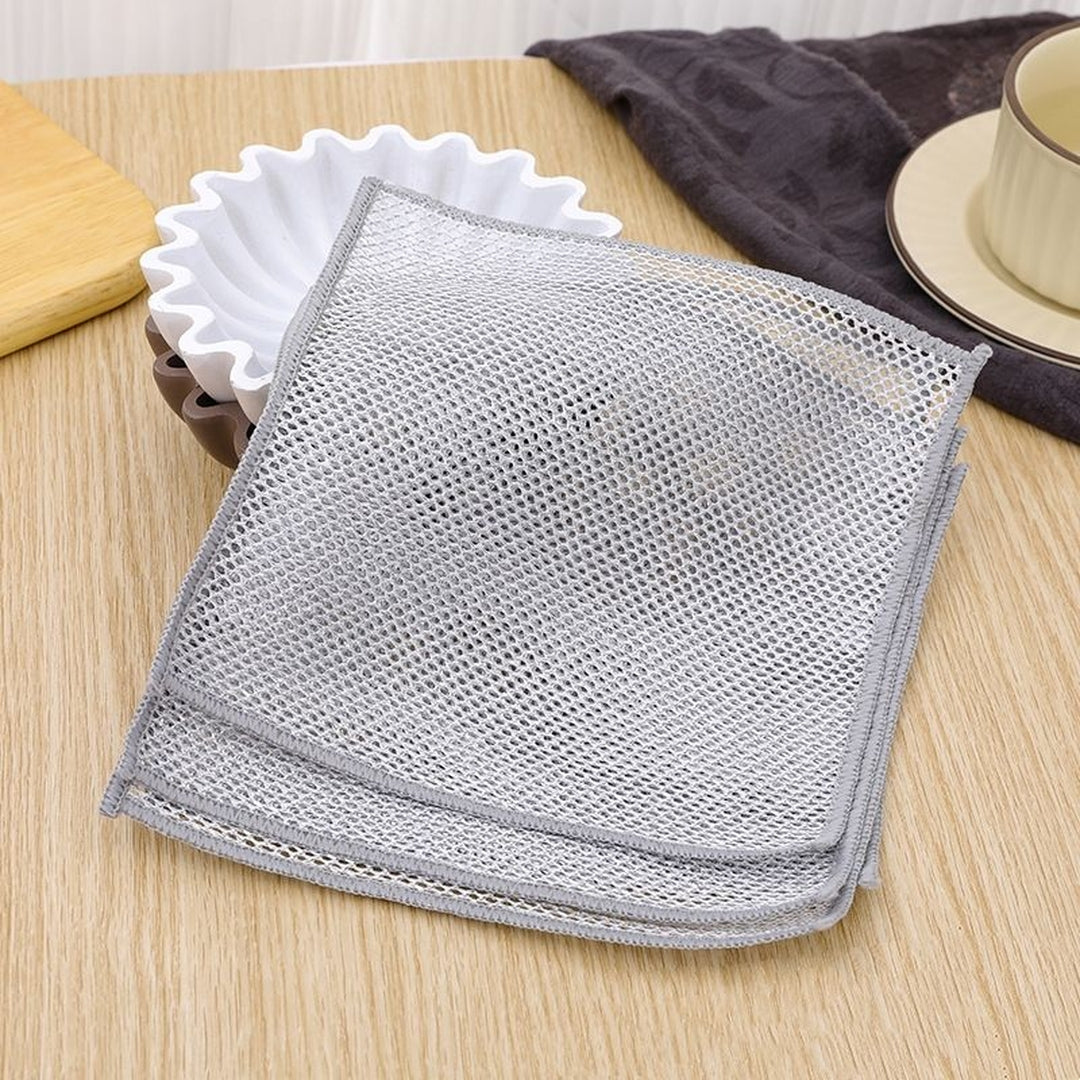 Zidello double layer dishwashing wire cleaning cloth, heavy-duty metal mesh scrubber for removing grease, stains, and tough dirt from kitchen utensils and sinks, durable and reusable cleaning tool.