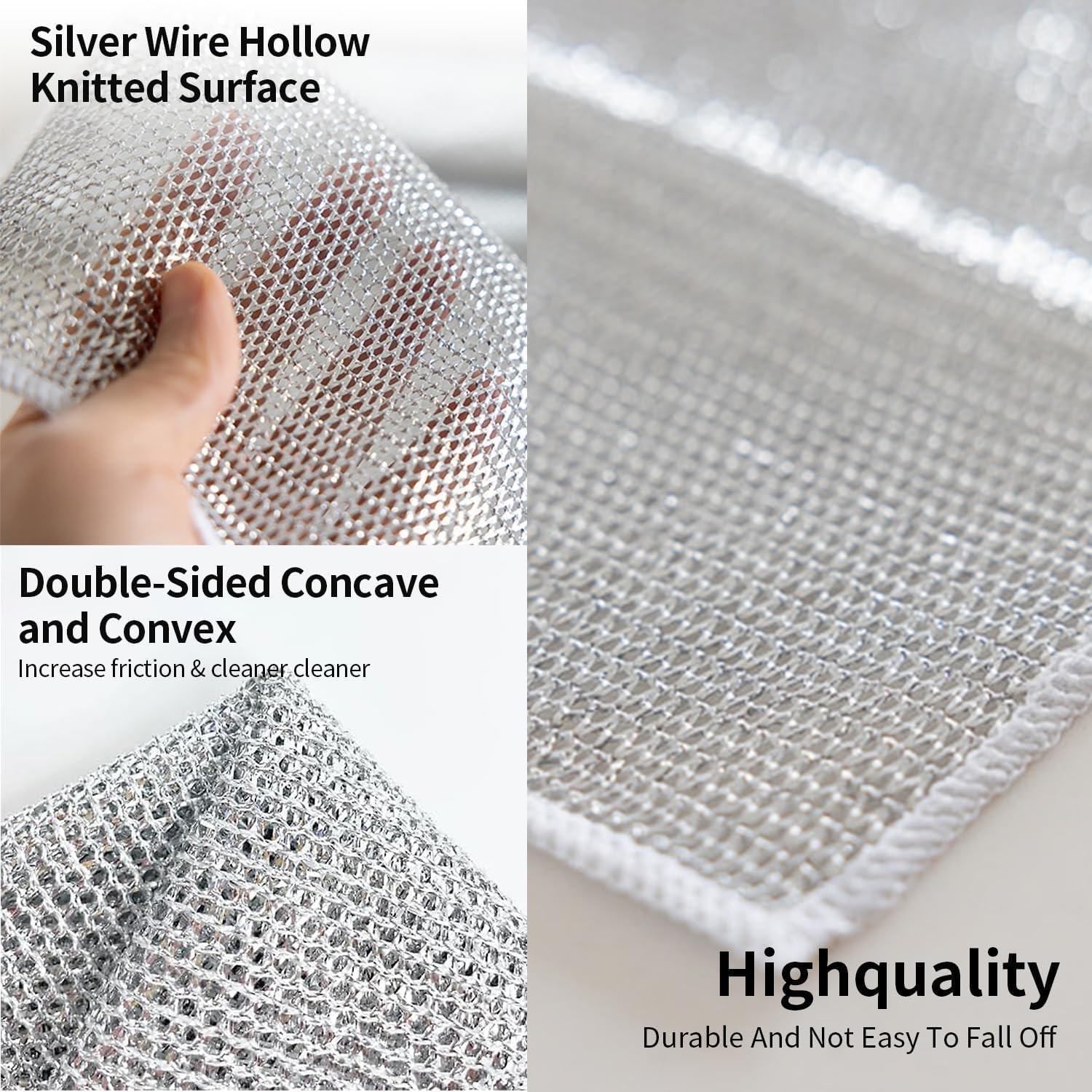 Zidello double layer dishwashing wire cleaning cloth, heavy-duty metal mesh scrubber for removing grease, stains, and tough dirt from kitchen utensils and sinks, durable and reusable cleaning tool.