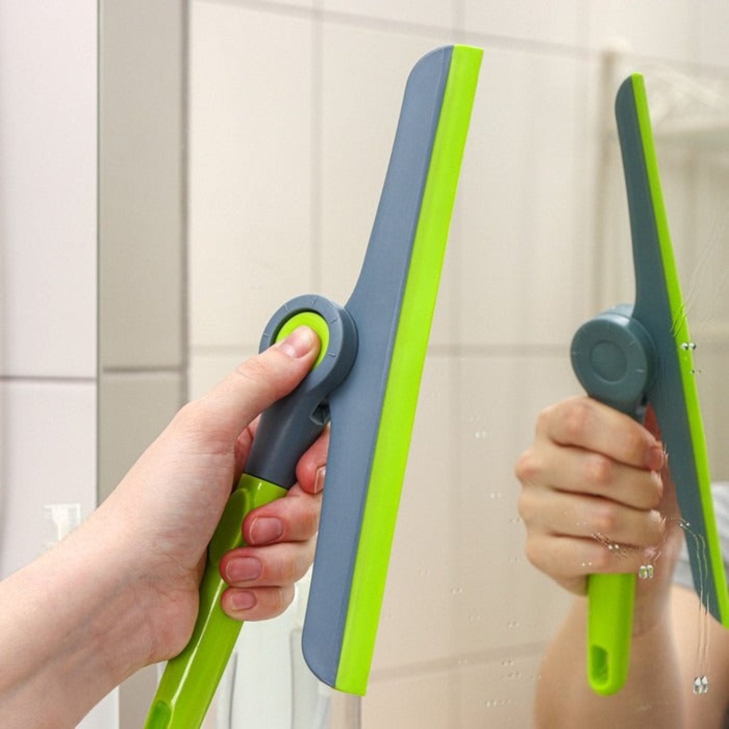 Zidello foldable wiper with lock, multipurpose window and mirror squeegee tool for streak-free cleaning