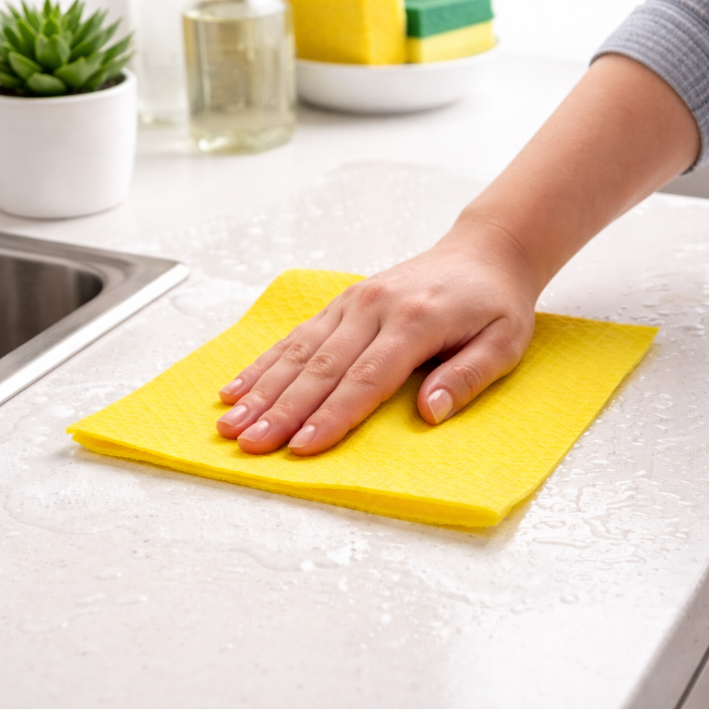 Zidello German Style Cleaning Cloth – reusable, highly absorbent, and lint-free cleaning cloth ideal for kitchen, bathroom, glass, and car care. 