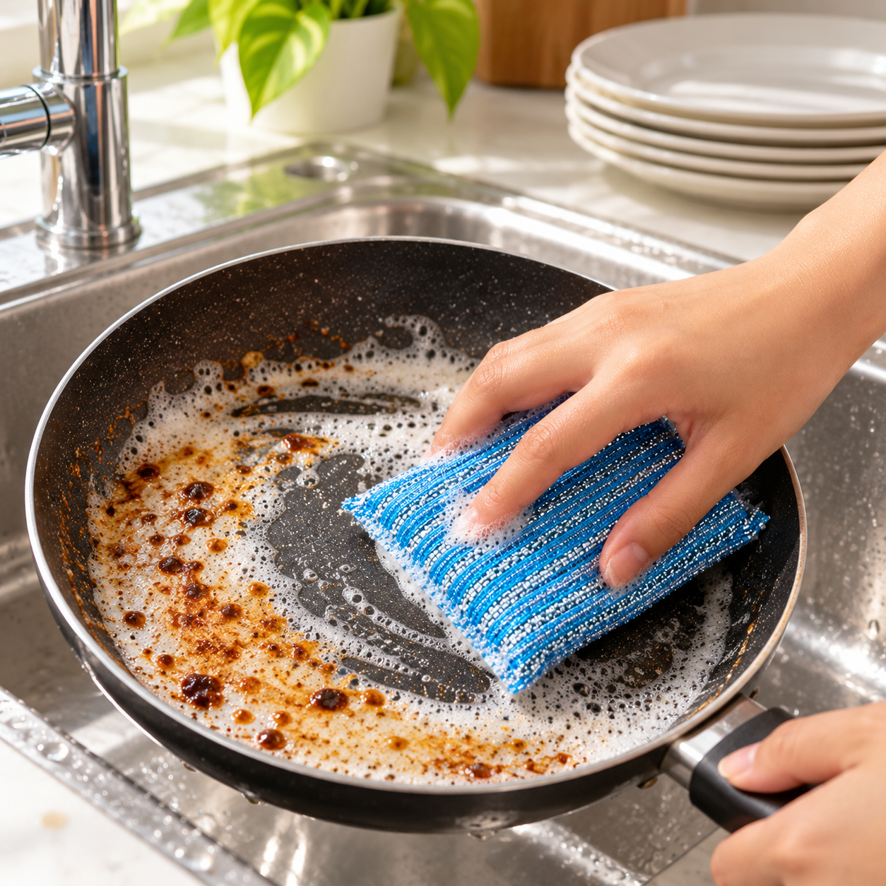 Zidello Heavy-Duty Cleaning Sponge – Multi-Purpose Scrubbing Sponge for Dishes, Pots & Pans (Pack of 4)