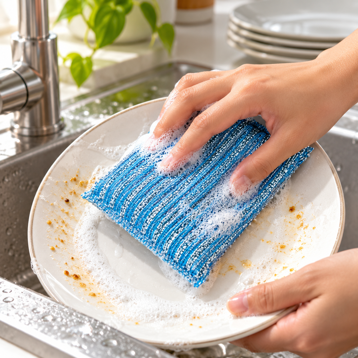 Zidello Heavy-Duty Cleaning Sponge – Multi-Purpose Scrubbing Sponge for Dishes, Pots & Pans (Pack of 4)