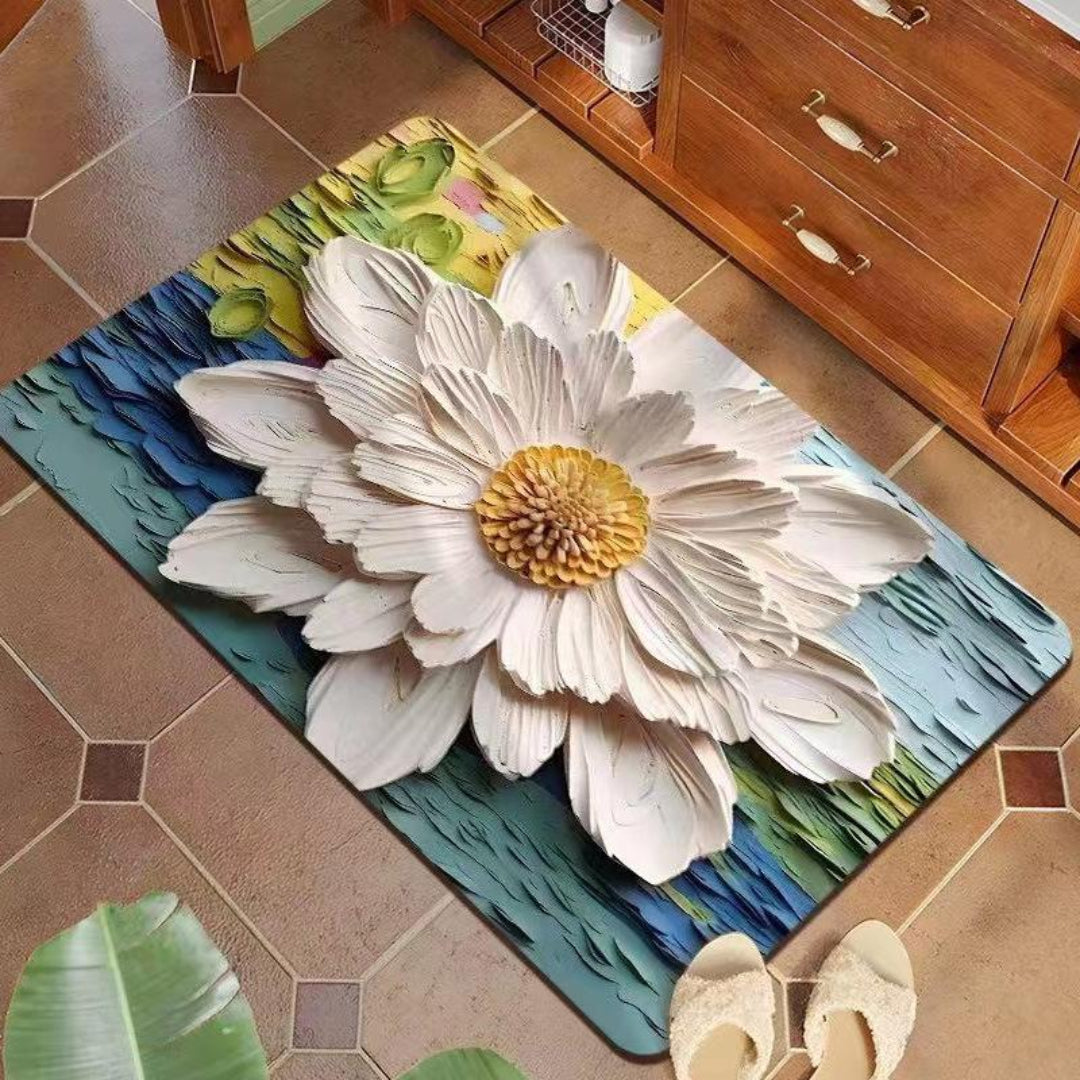 Zidello large non-slip  door mat with vibrant design, ideal for bathroom, kitchen, and indoor entryway use, featuring durable material and anti-skid backing for safety and style.