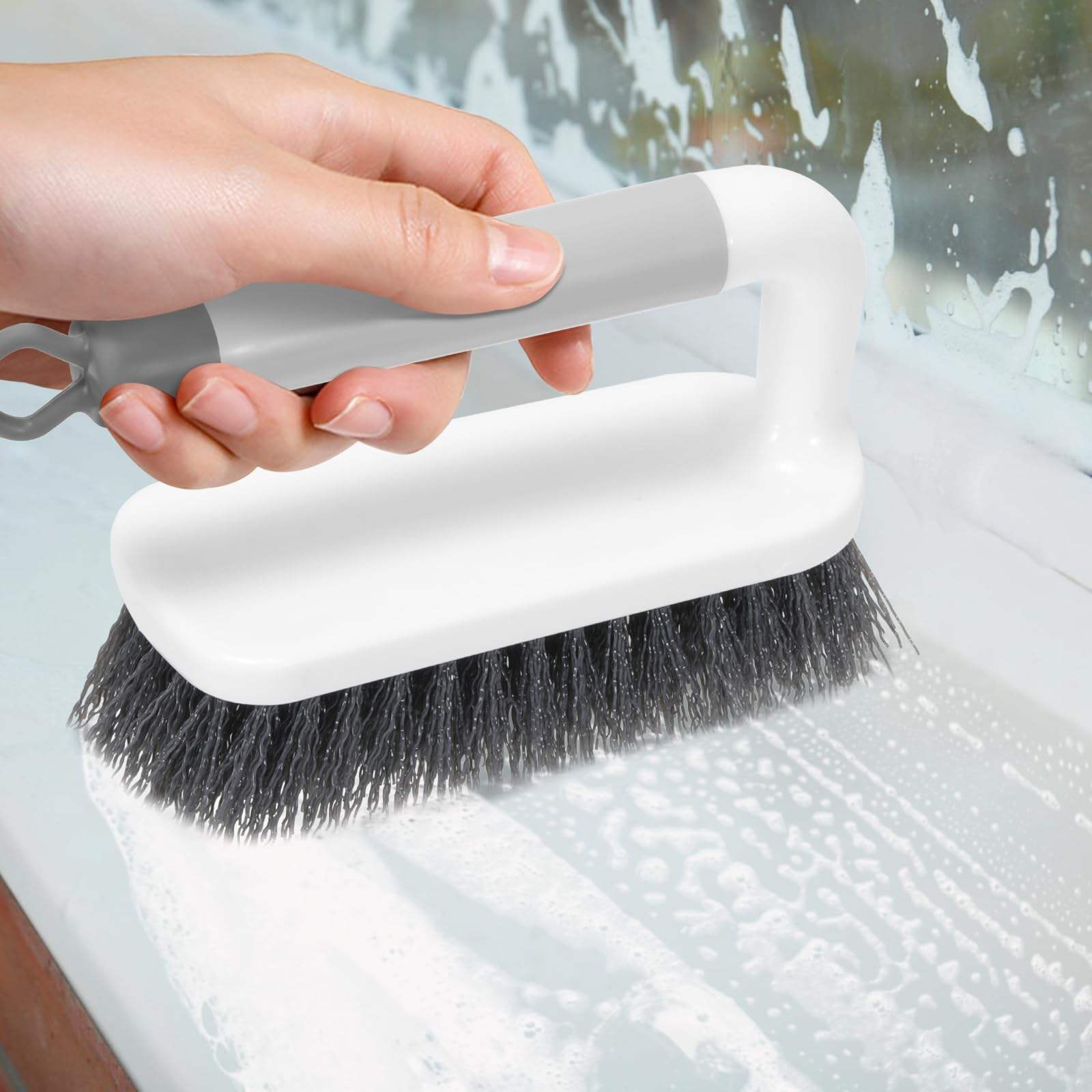 Zidello Loop Hole Brush with Ergonomic Handle | Hard Bristle Cleaning Brush for Tiles, Bathroom & Kitchen