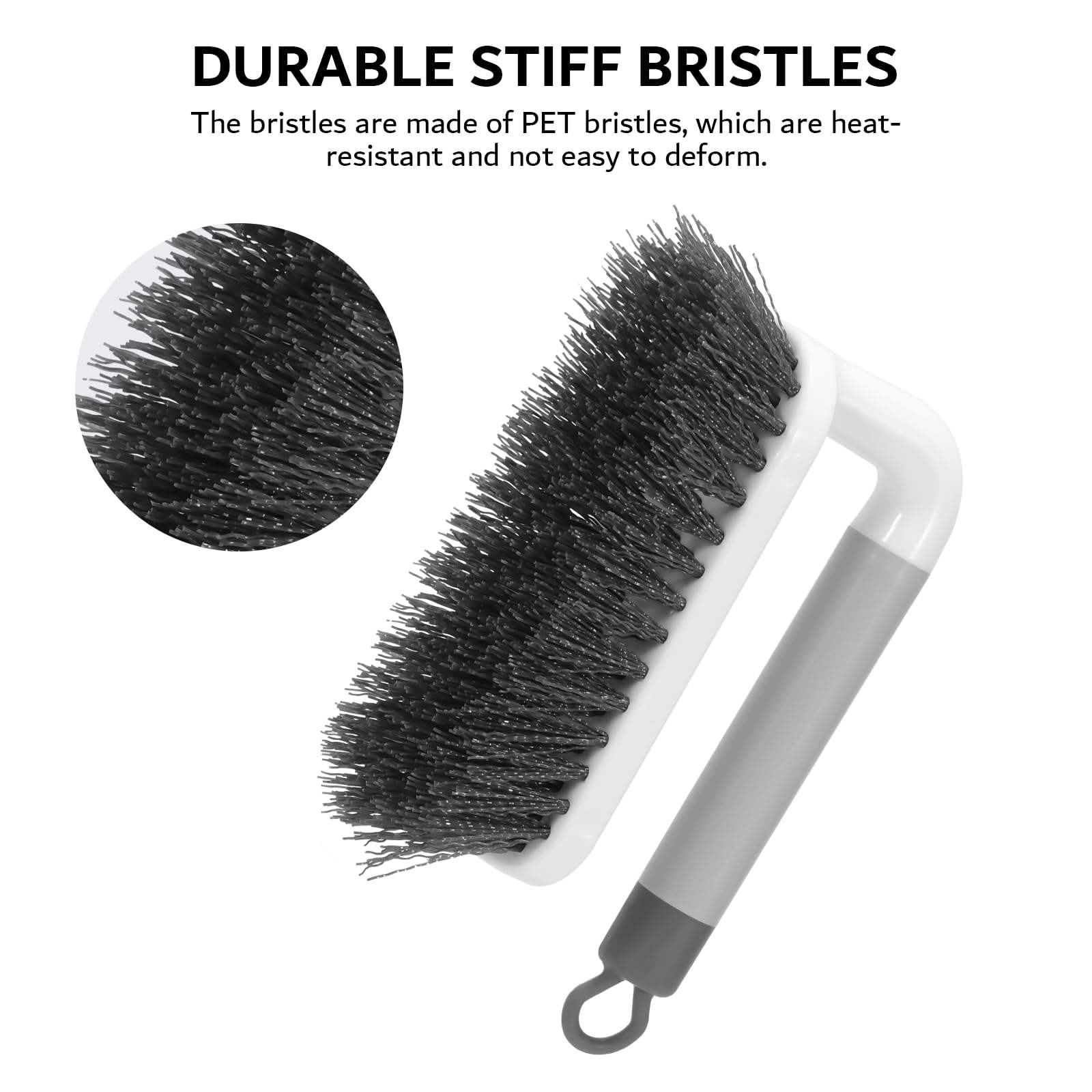 Zidello Loop Hole Brush with Ergonomic Handle | Hard Bristle Cleaning Brush for Tiles, Bathroom & Kitchen