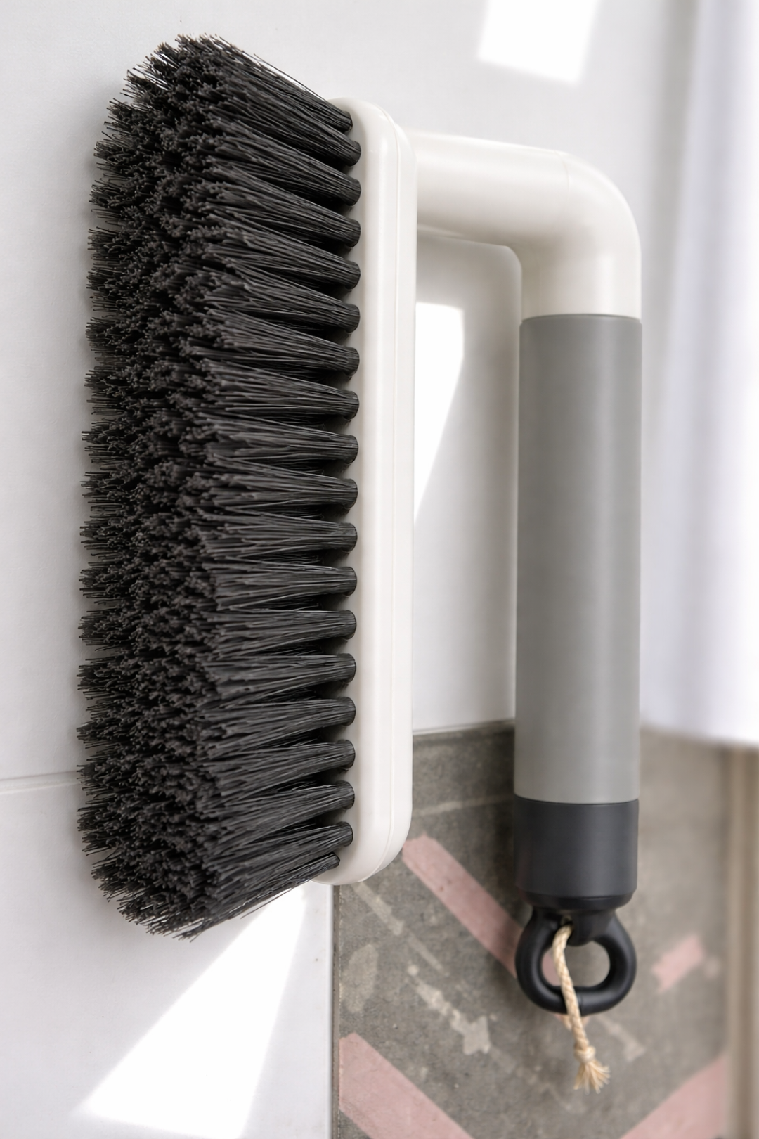 Zidello Loop Hole Brush with Ergonomic Handle | Hard Bristle Cleaning Brush for Tiles, Bathroom & Kitchen