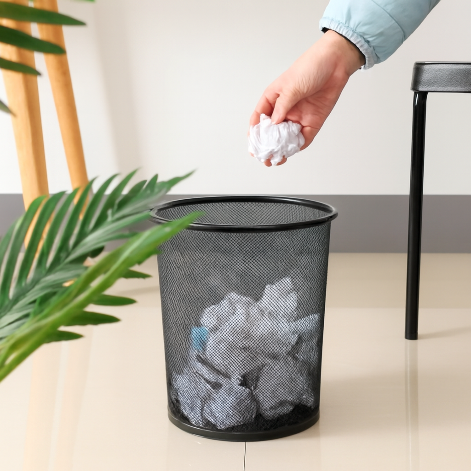 Zidello compact metal mesh dustbin for home and office, lightweight and durable waste bin