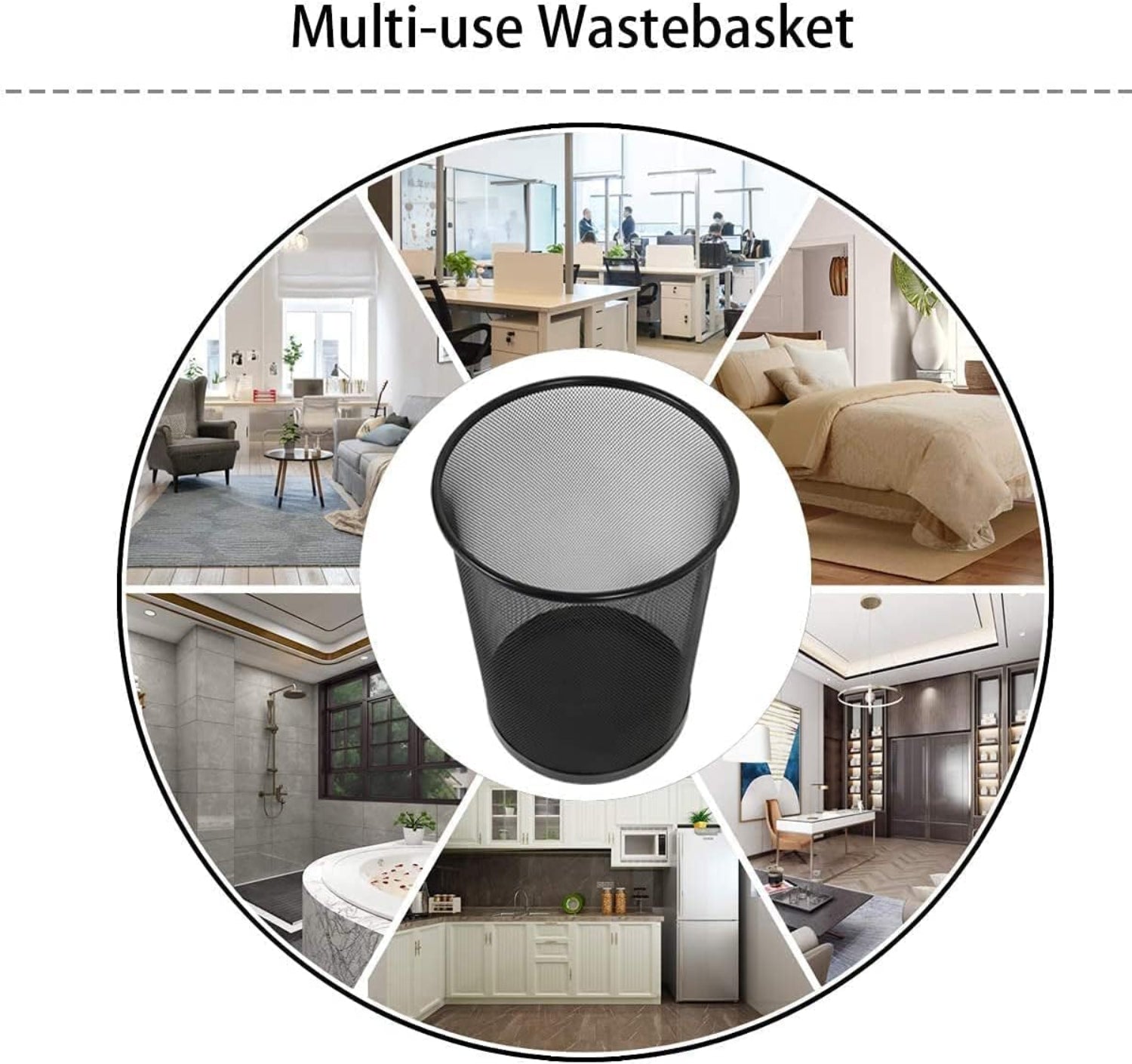 Zidello compact metal mesh dustbin for home and office, lightweight and durable waste bin