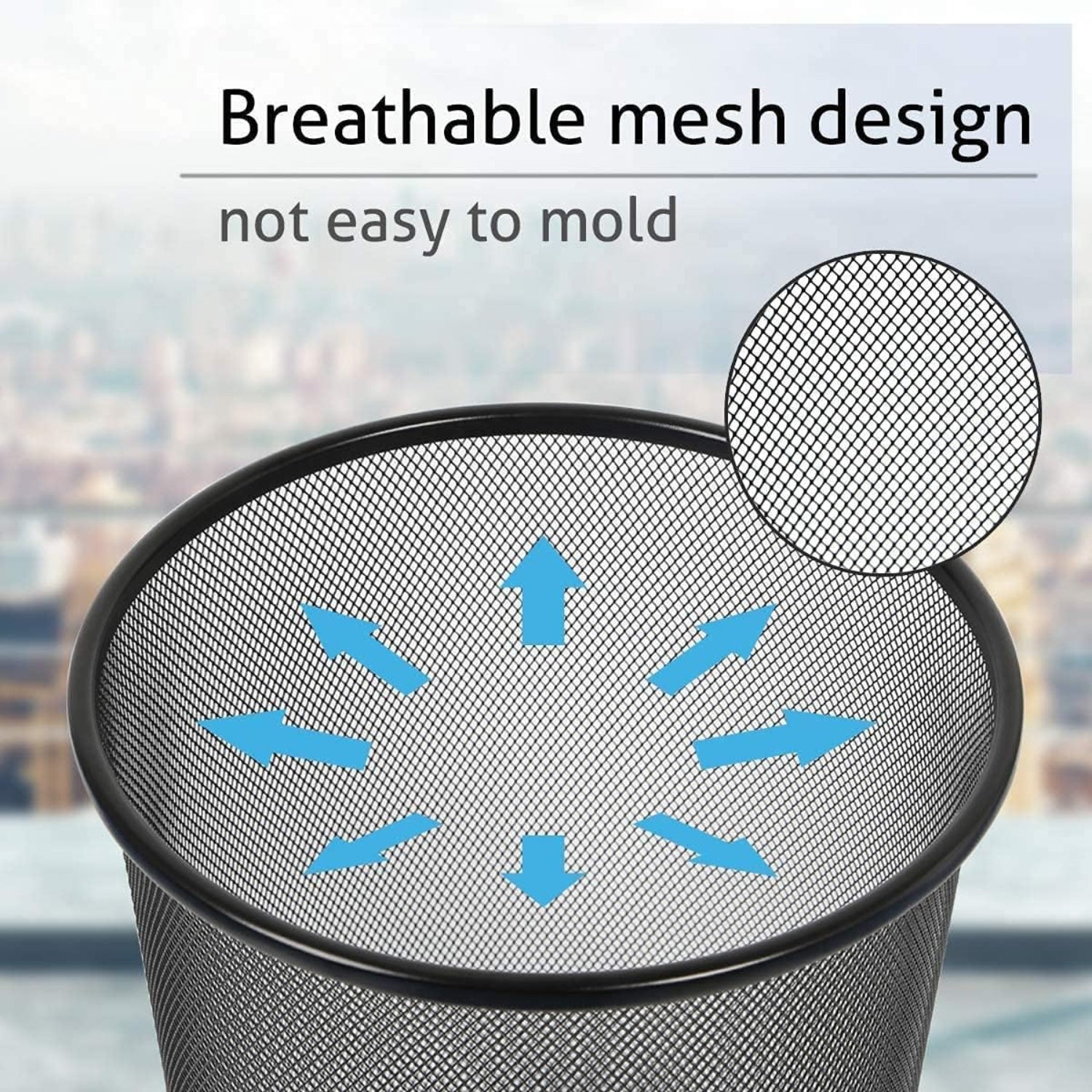 Zidello compact metal mesh dustbin for home and office, lightweight and durable waste bin