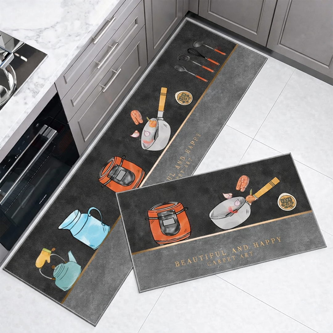 Zidello Premium Kitchen Runner Mat Set – Anti-Fatigue Foam, Easy-Clean Decorative Floor Mats