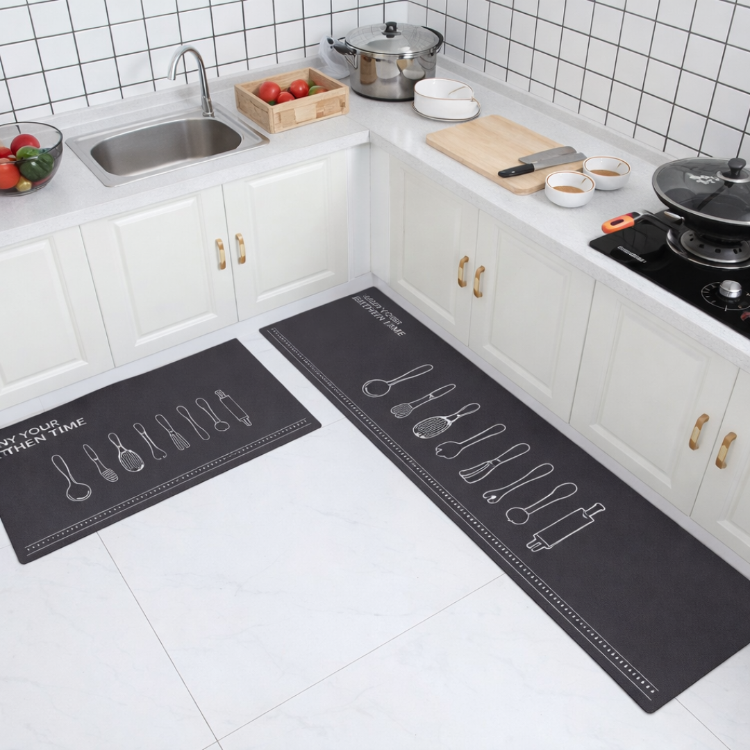 Zidello Premium Kitchen Runner Mat Set – Anti-Fatigue Foam, Easy-Clean Decorative Floor Mats