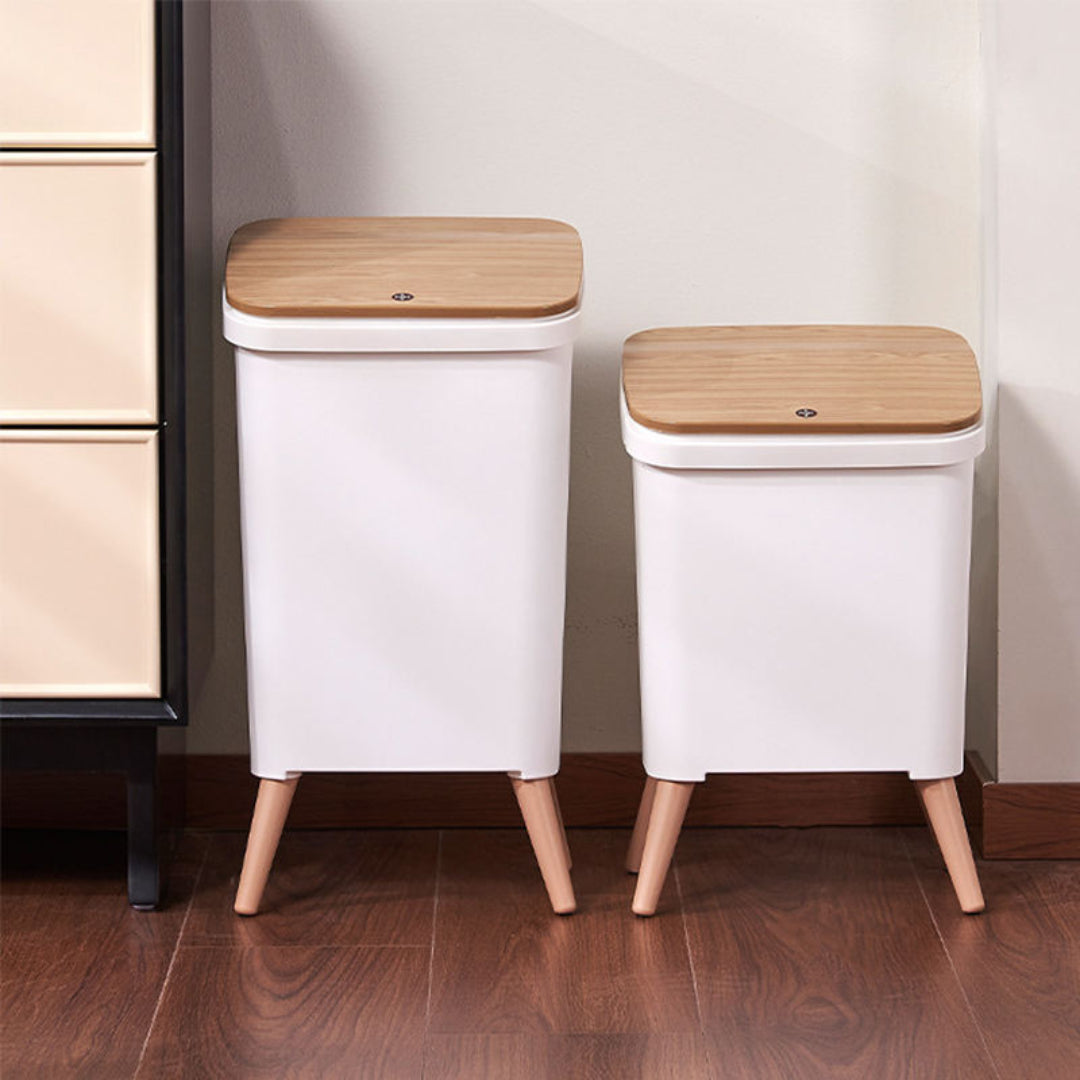 Zidello Wooden Trash Bin with Lid | Minimalist Dustbin for Kitchen, Bedroom & Office