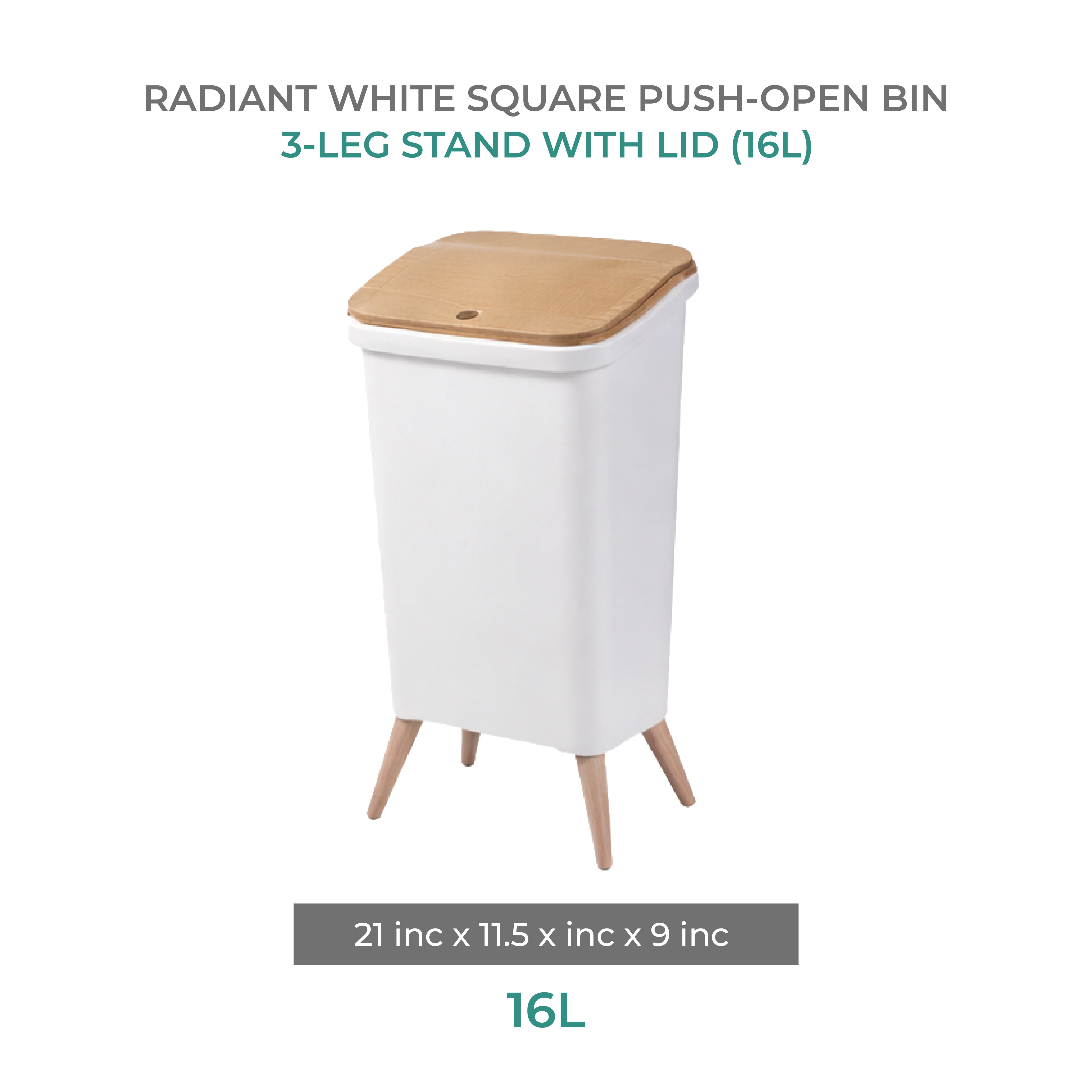 Zidello Wooden Trash Bin with Lid | Minimalist Dustbin for Kitchen, Bedroom & Office