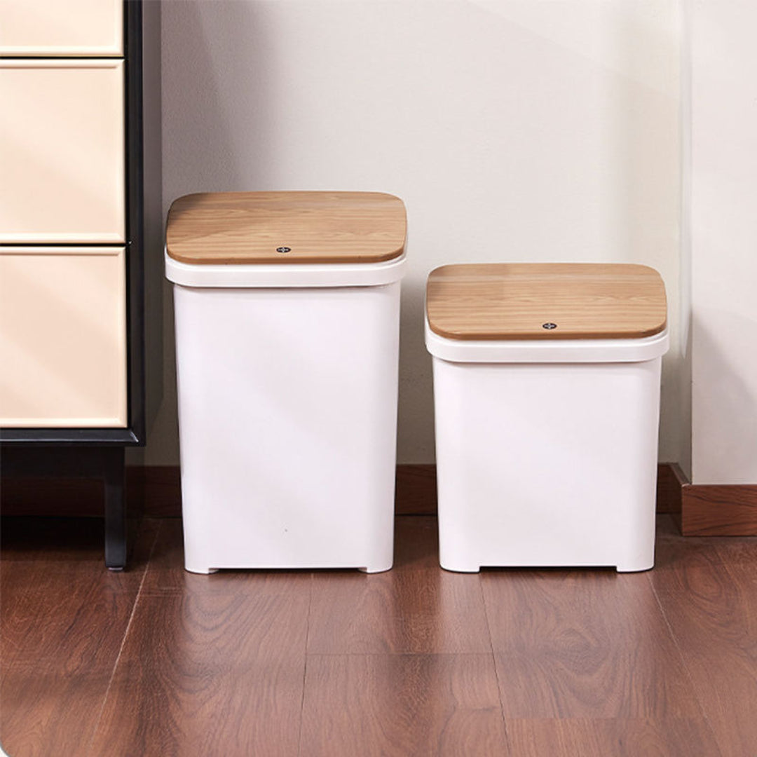 Zidello Wooden Trash Bin with Lid | Minimalist Dustbin for Kitchen, Bedroom & Office