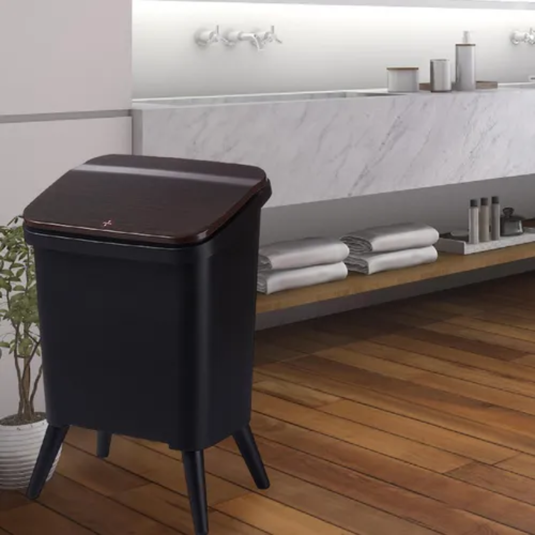 Zidello Wooden Trash Bin with Lid | Minimalist Dustbin for Kitchen, Bedroom & Office