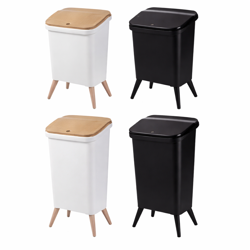 Zidello Wooden Trash Bin with Lid | Minimalist Dustbin for Kitchen, Bedroom & Office