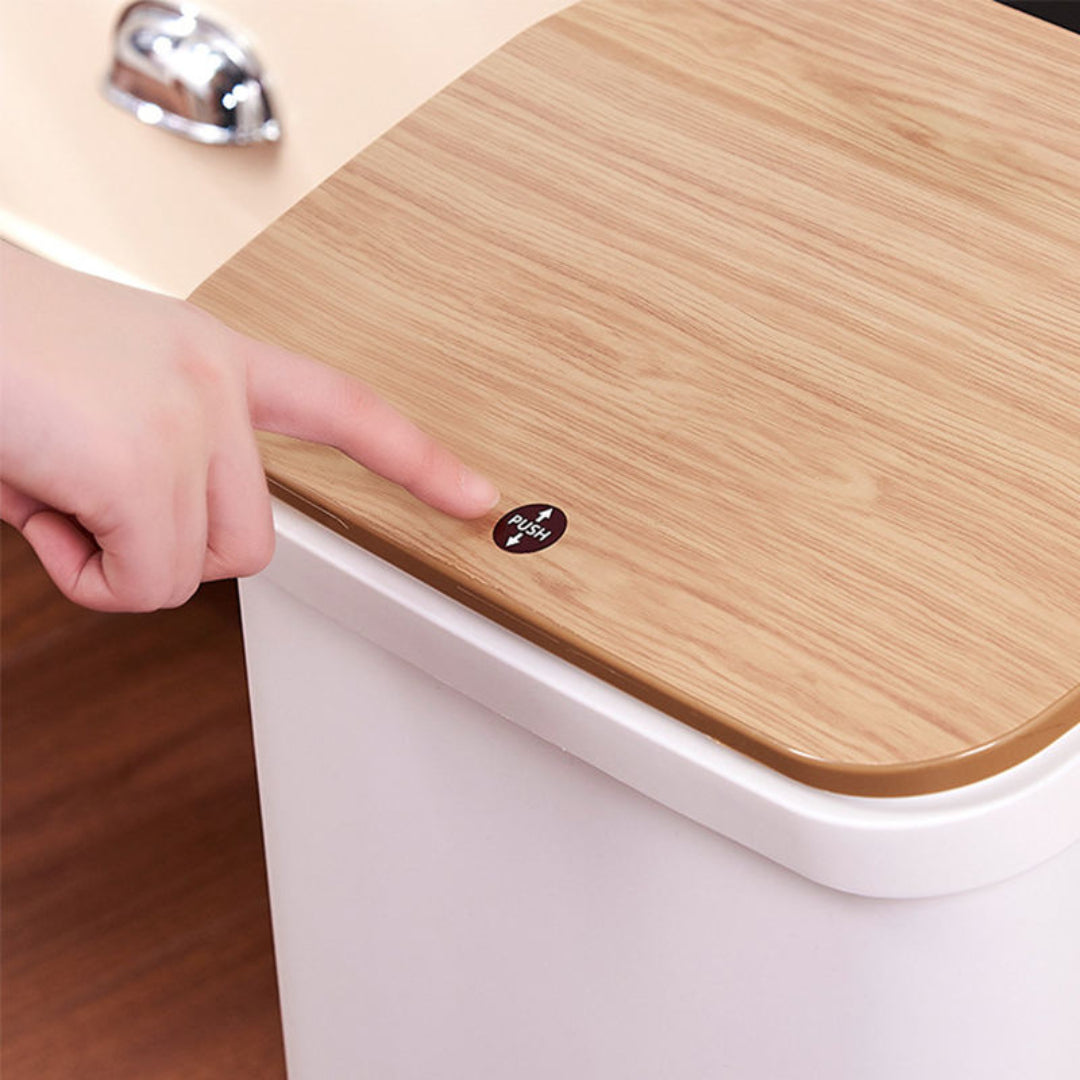 Zidello Wooden Trash Bin with Lid | Minimalist Dustbin for Kitchen, Bedroom & Office
