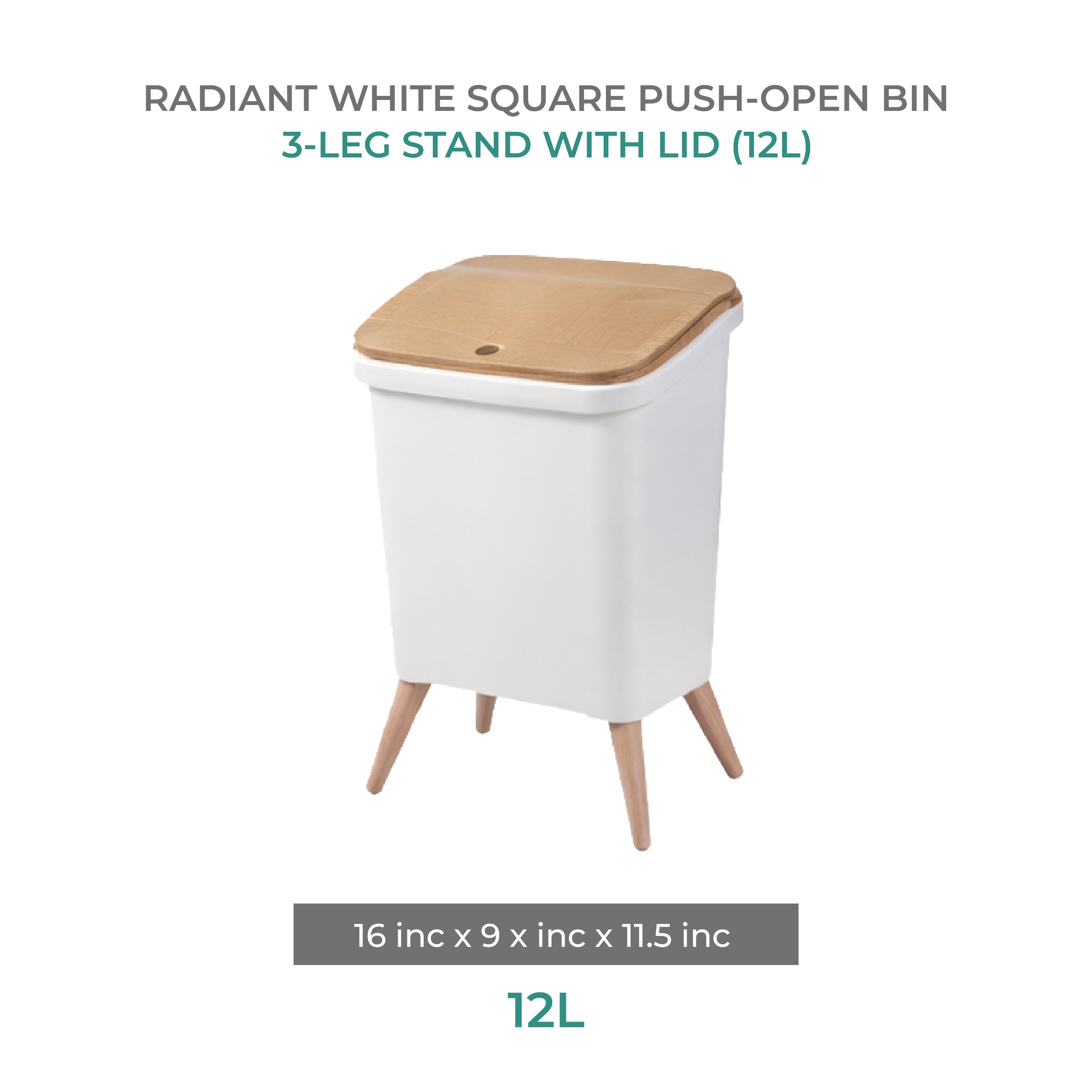 Zidello Wooden Trash Bin with Lid | Minimalist Dustbin for Kitchen, Bedroom & Office