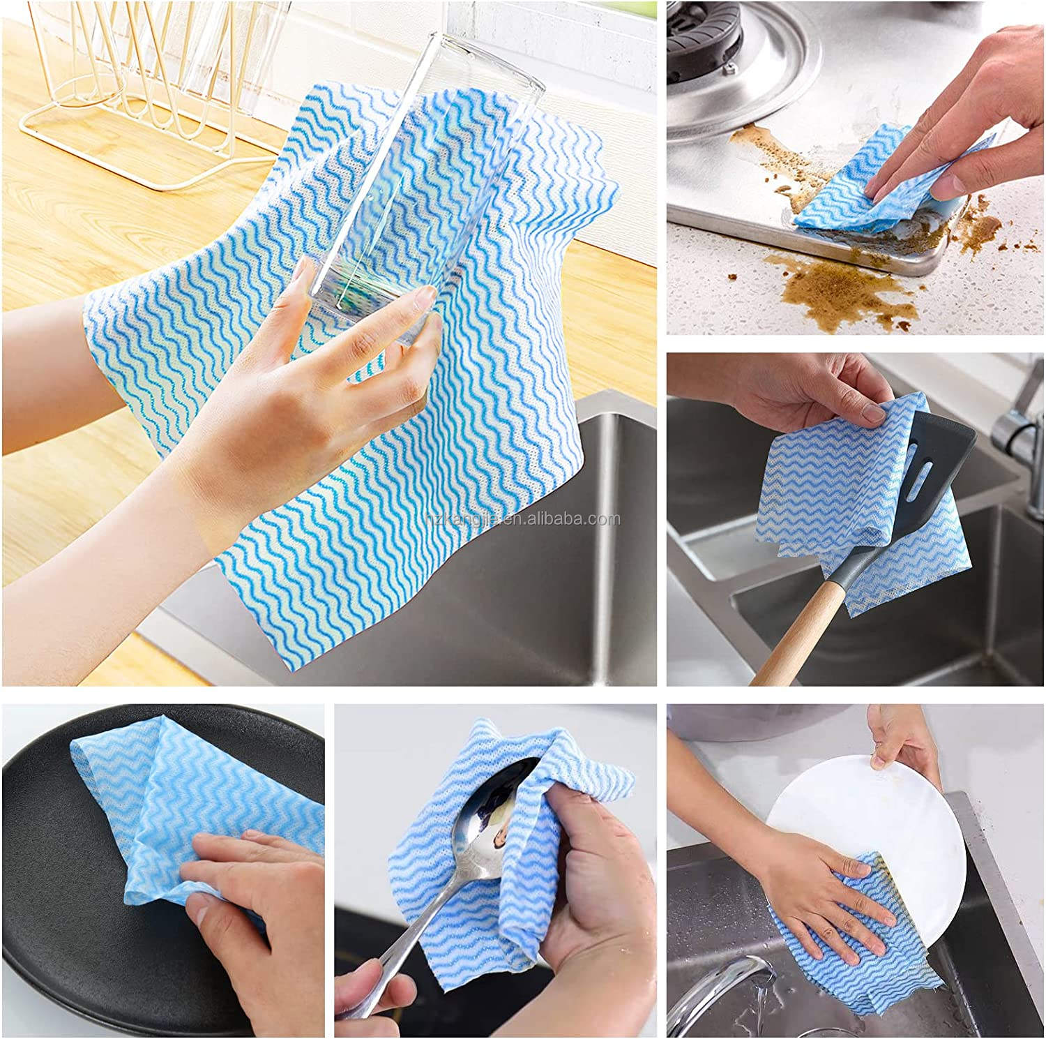 Zidello reusable kitchen cleaning wipes roll, multi-purpose heavy-duty washable sheets for dishes, countertops, and home cleaning
