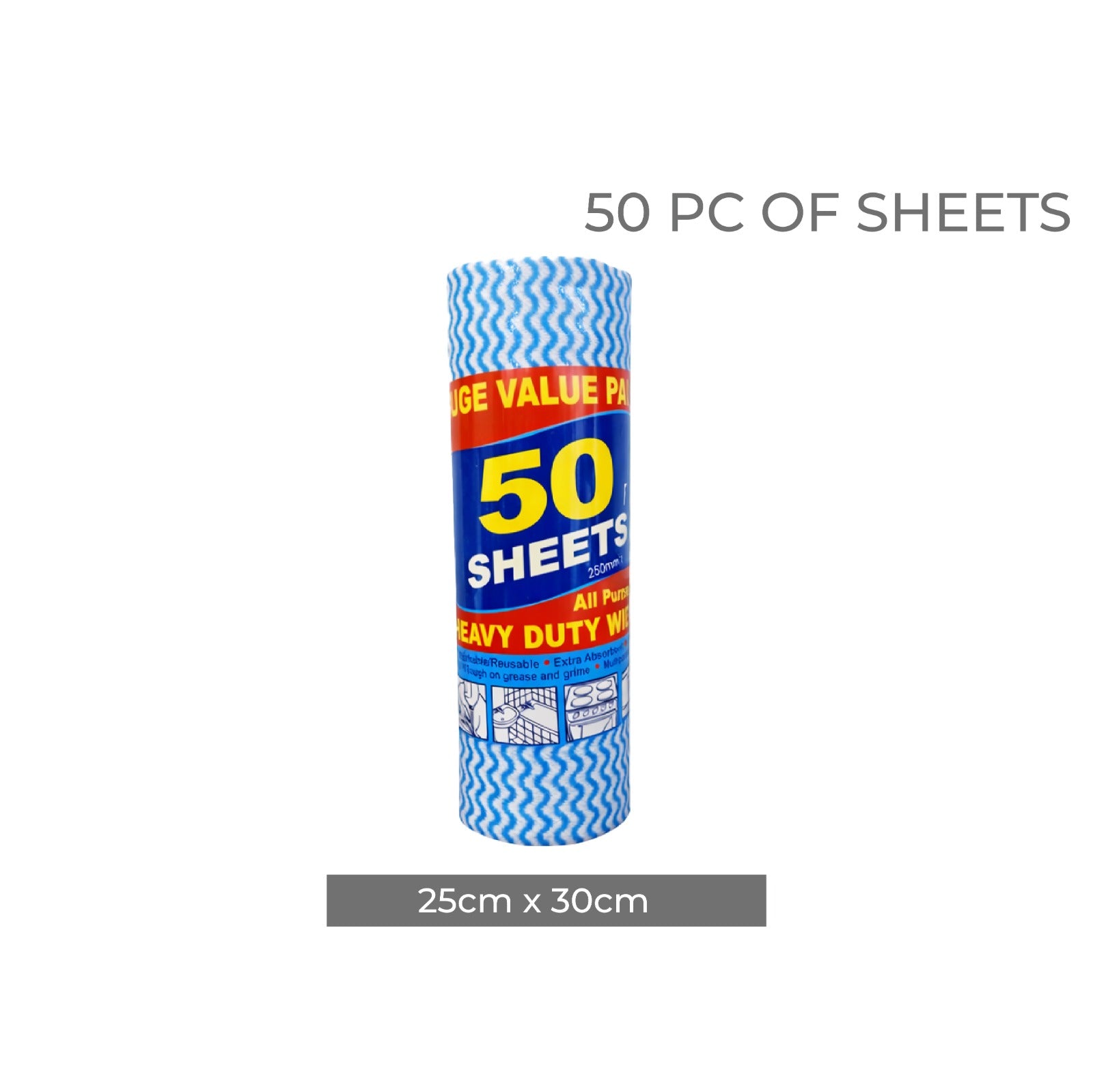 Zidello reusable kitchen cleaning wipes roll, multi-purpose heavy-duty washable sheets for dishes, countertops, and home cleaning