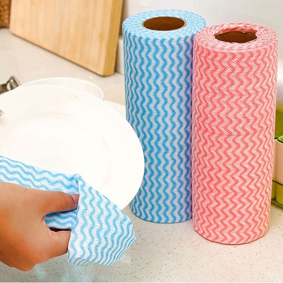 Zidello reusable kitchen cleaning wipes roll, multi-purpose heavy-duty washable sheets for dishes, countertops, and home cleaning