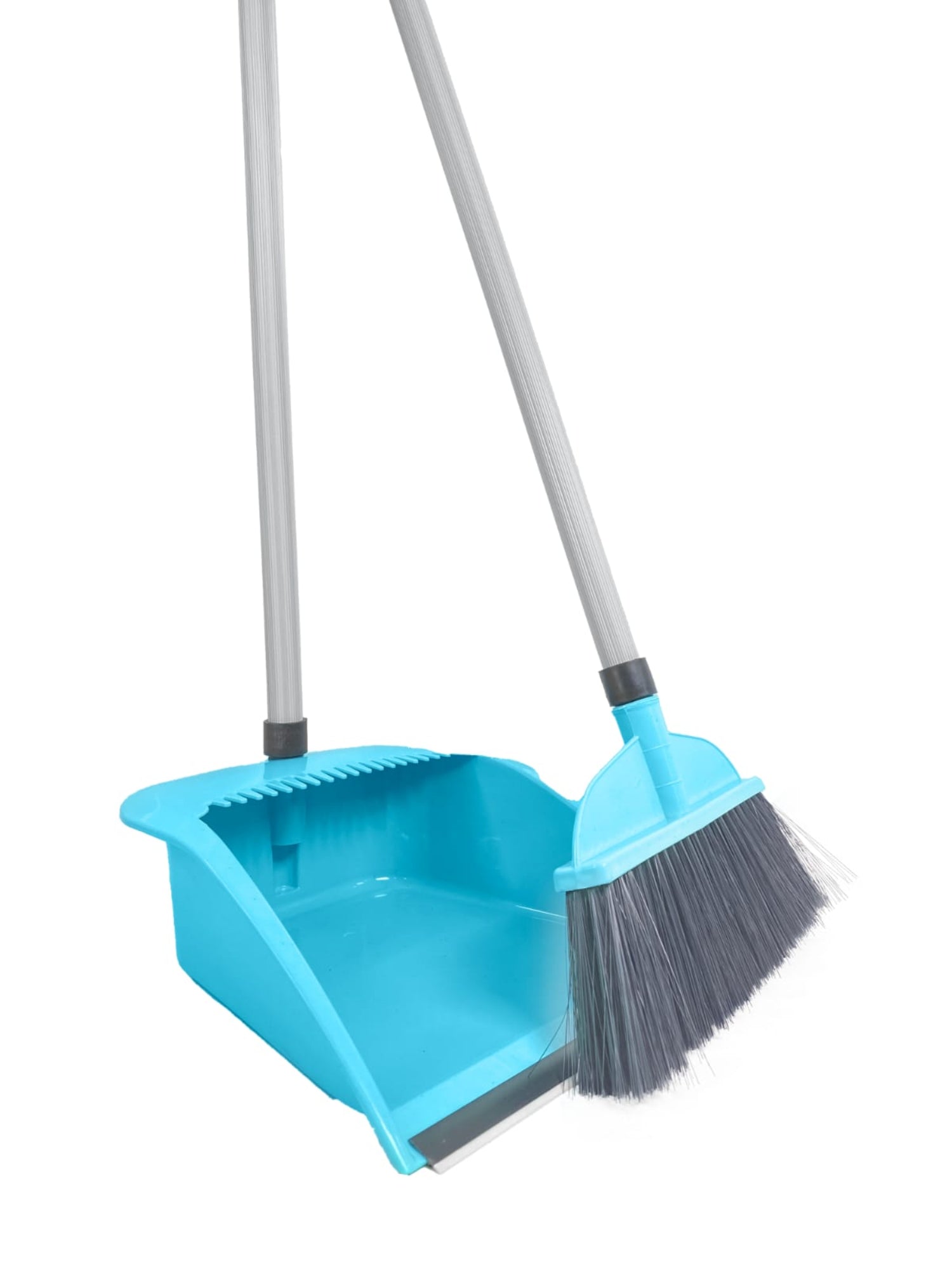 Self-cleaning standing broom and dustpan set by ZIDELLO for easy, hands-free sweeping
