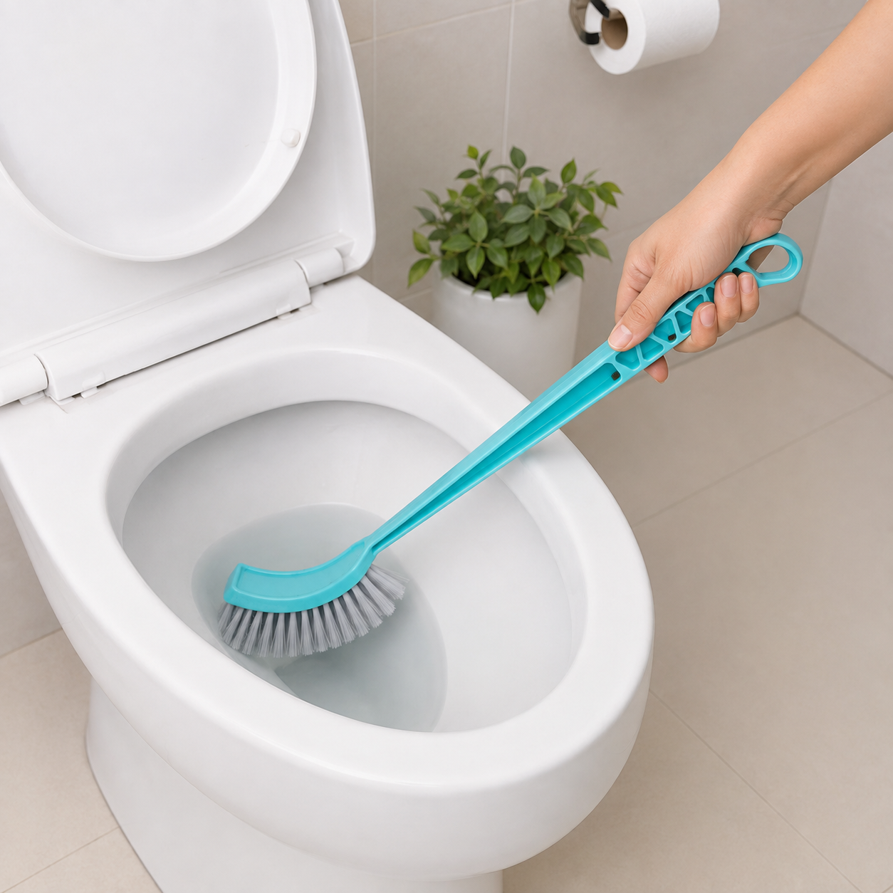 Zidello Single-Sided Super Extra Hockey Toilet Brush with strong bristles for toilet cleaning.