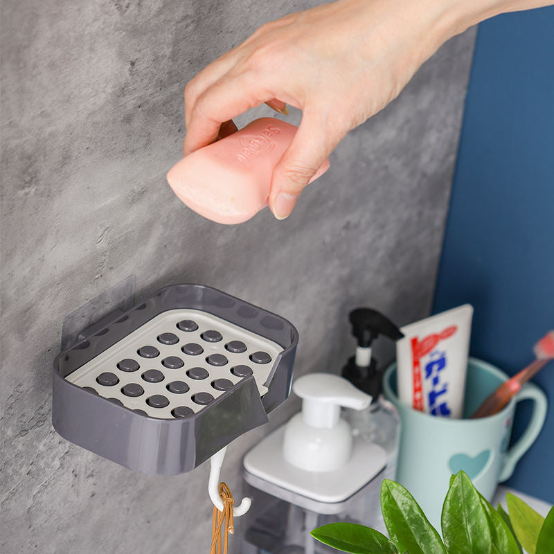 Zidello Wall Mounted Self-Draining Soap Dish with Strong Adhesive for Bathroom, Kitchen & Shower