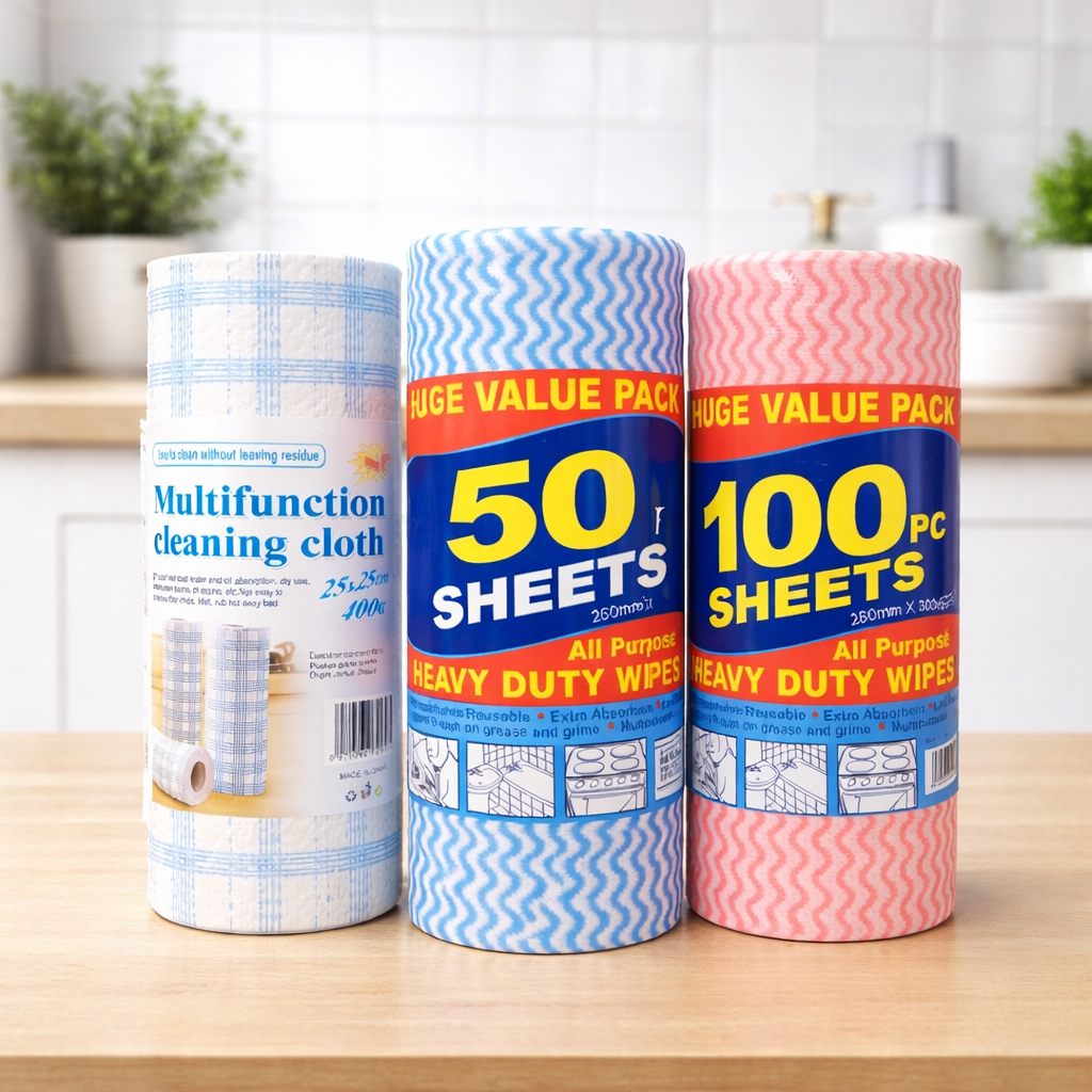Zidello reusable kitchen cleaning wipes roll, multi-purpose heavy-duty washable sheets for dishes, countertops, and home cleaning