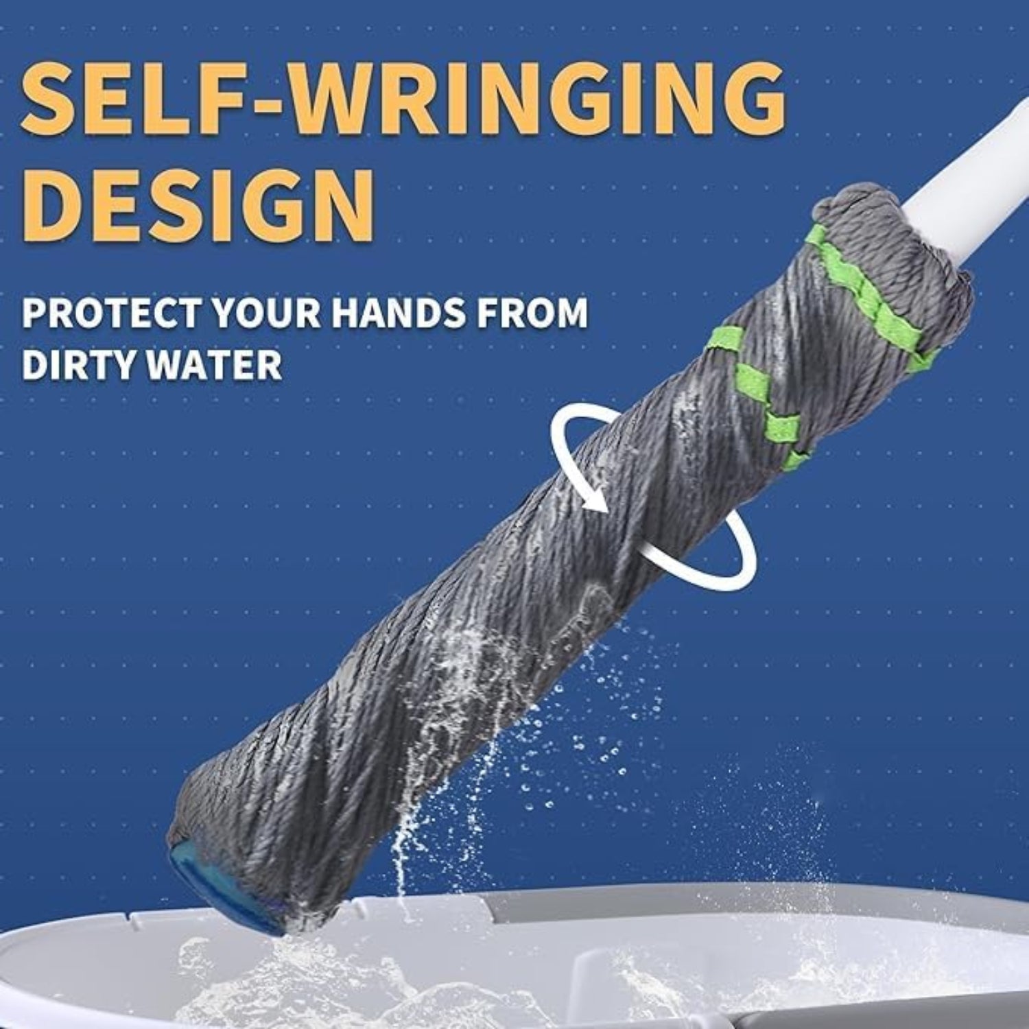 Zidello folding twist floor mop with hands-free wringing system, absorbent cotton mop head, and adjustable handle for efficient cleaning