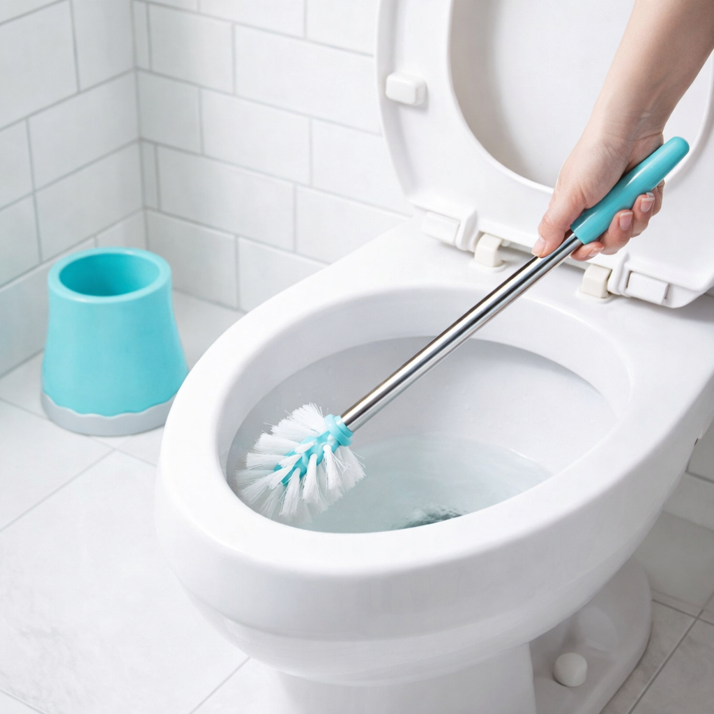 Zidello stainless steel toilet brush with caddy, tulip design bathroom cleaning brush set, rust-resistant modern toilet cleaner