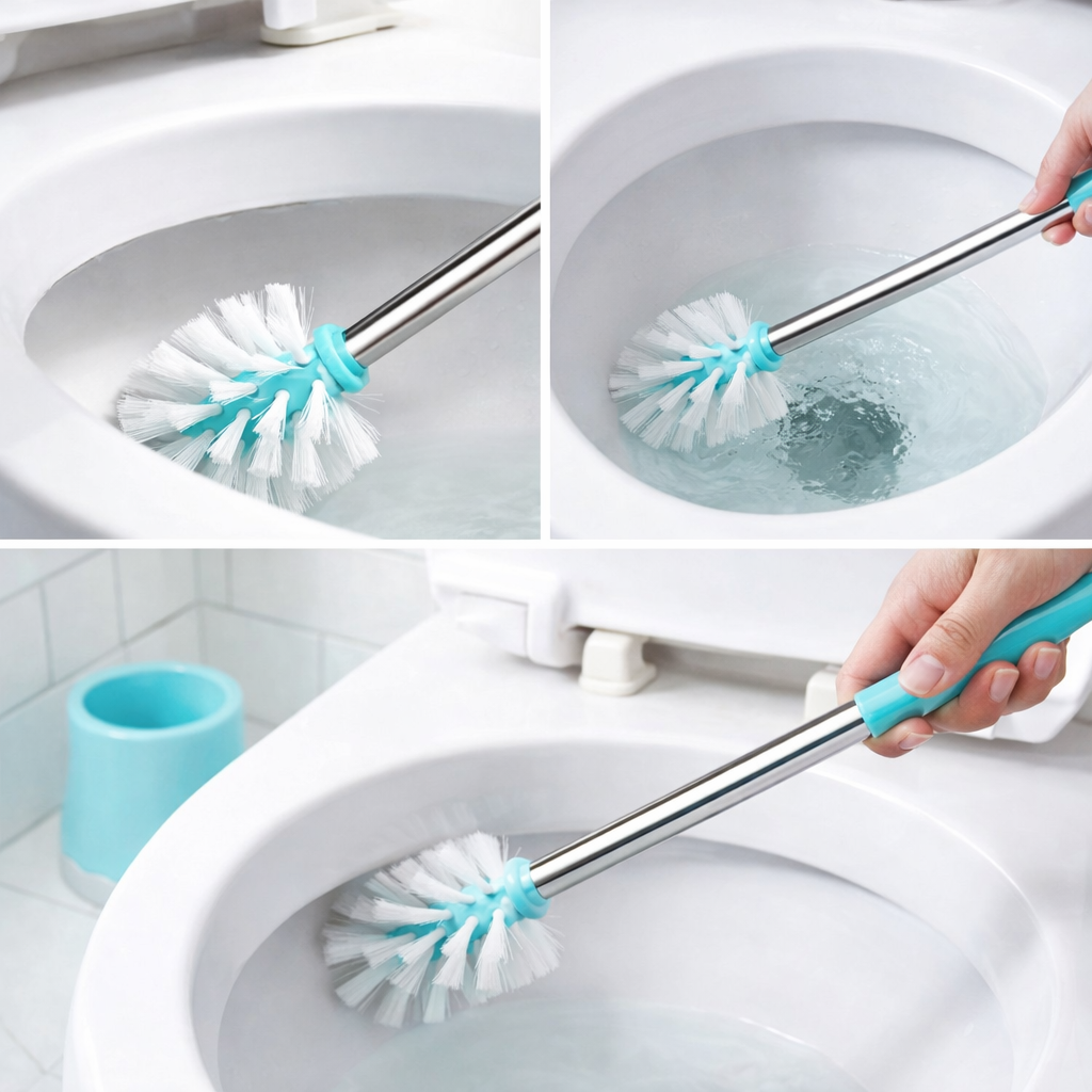 Zidello stainless steel toilet brush with caddy, tulip design bathroom cleaning brush set, rust-resistant modern toilet cleaner