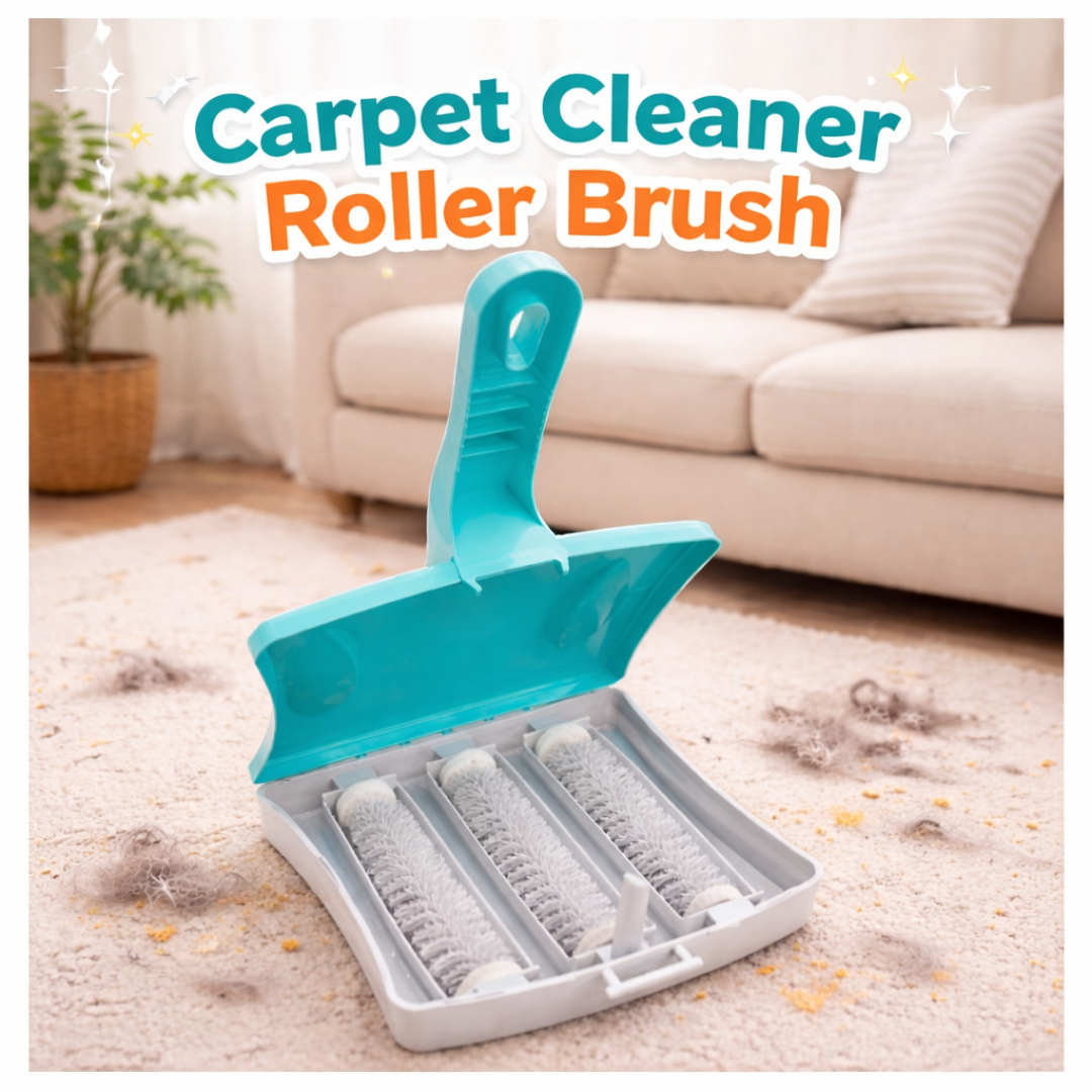 Triple-action carpet cleaning roller brush for effective dirt remove