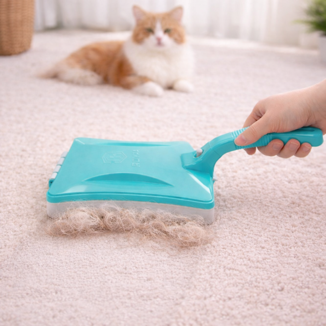 Triple-action carpet cleaning roller brush for effective dirt remove