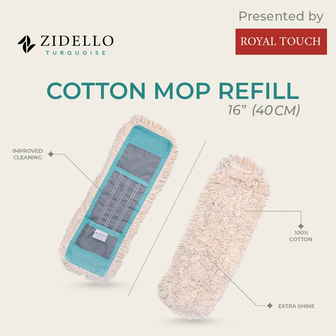 Zidello cotton loop-end mop refill with superior absorbency, user-friendly design for comfort, and affordability for efficient cleaning