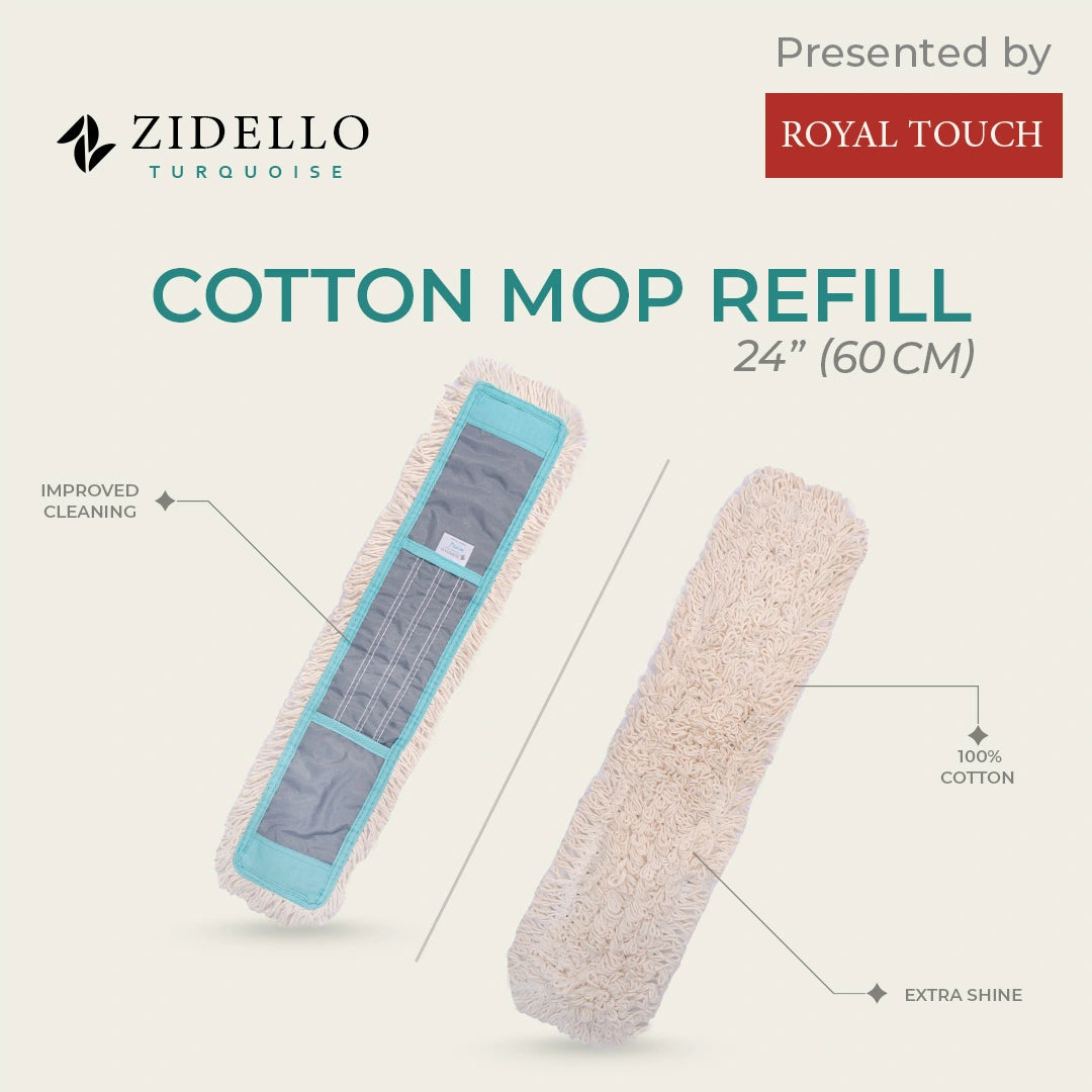 Zidello cotton loop-end mop refill with superior absorbency, user-friendly design for comfort, and affordability for efficient cleaning