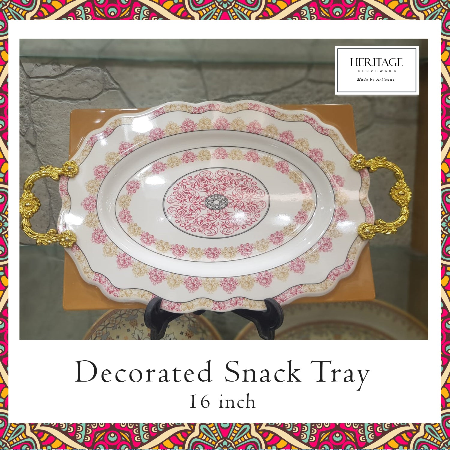 Decorated Serving Tray [with handles]