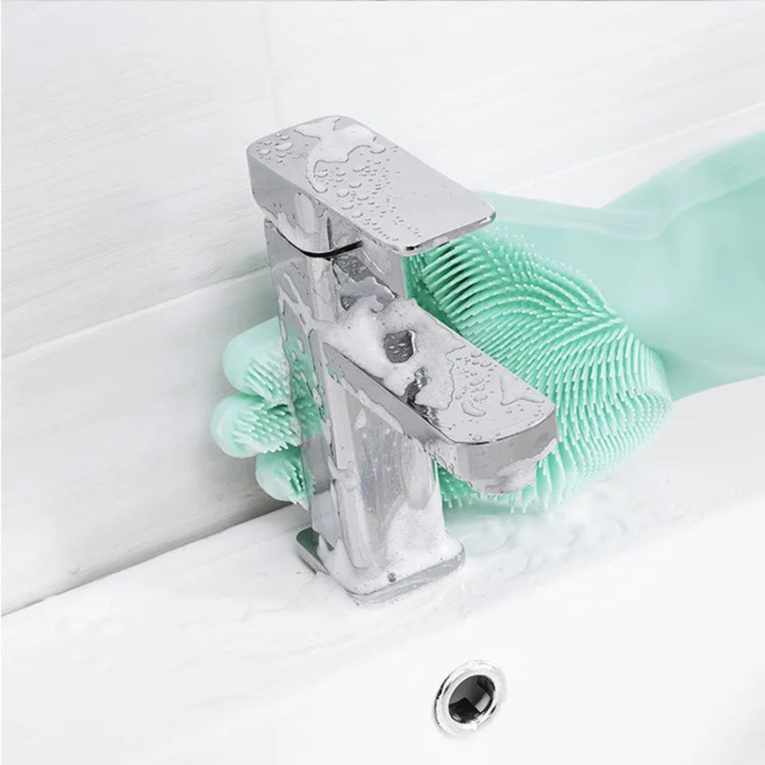 Zidello Silicone Dish Washing Gloves – Non-Slip Waterproof Scrubber Gloves for Kitchen Cleaning