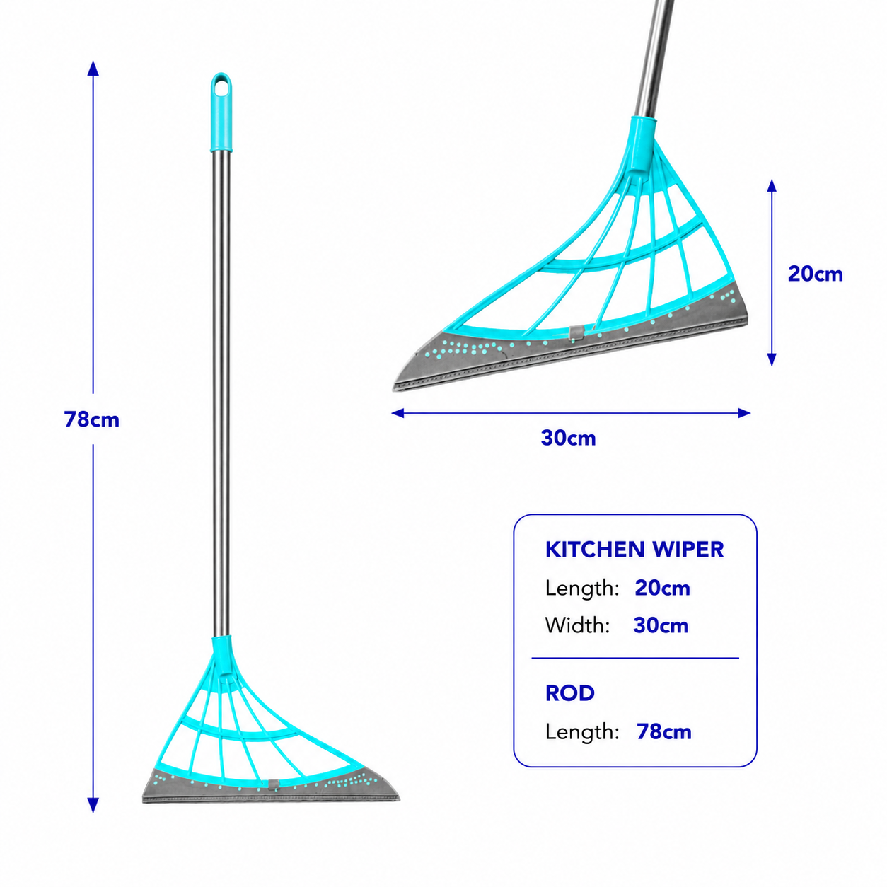 Zidello Washroom and Kitchen Wiper with Rubber Squeegee