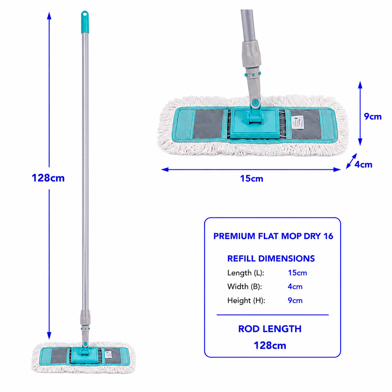 Zidello PREMIUM FLAT MOP - DRY 16" INCH (40CM)