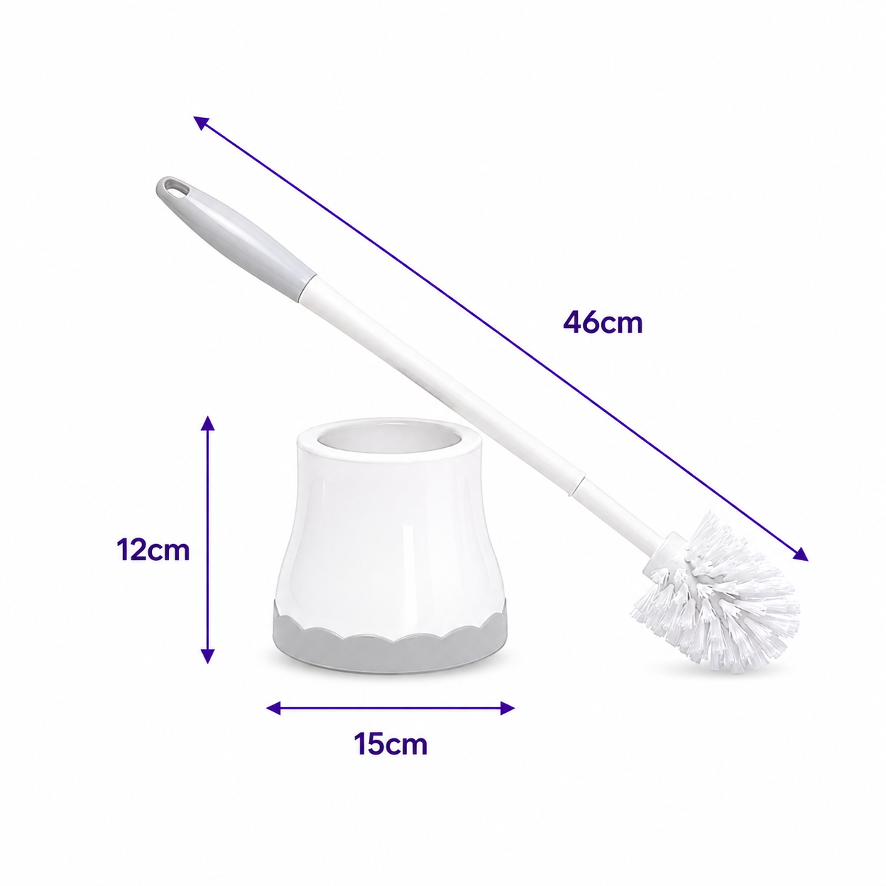 Zidello Premium White Toilet Brush with Caddy
