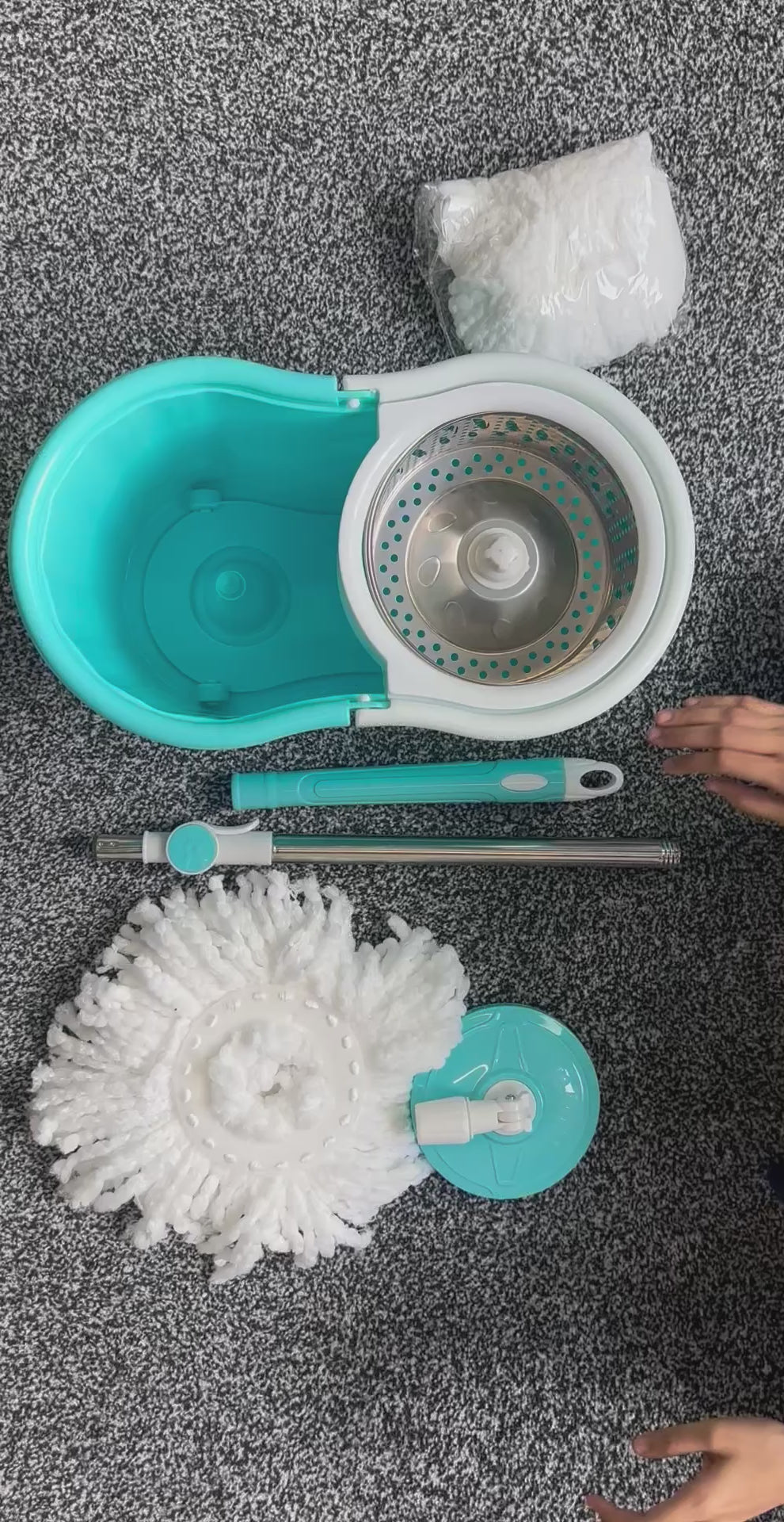 Zidello Spin Mop Steel Bucket, 360-Degree with Microfiber Mop Head