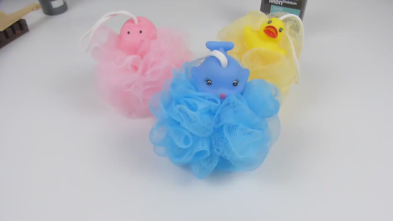 Kids Bath Sponge Ball - with Soft Toy