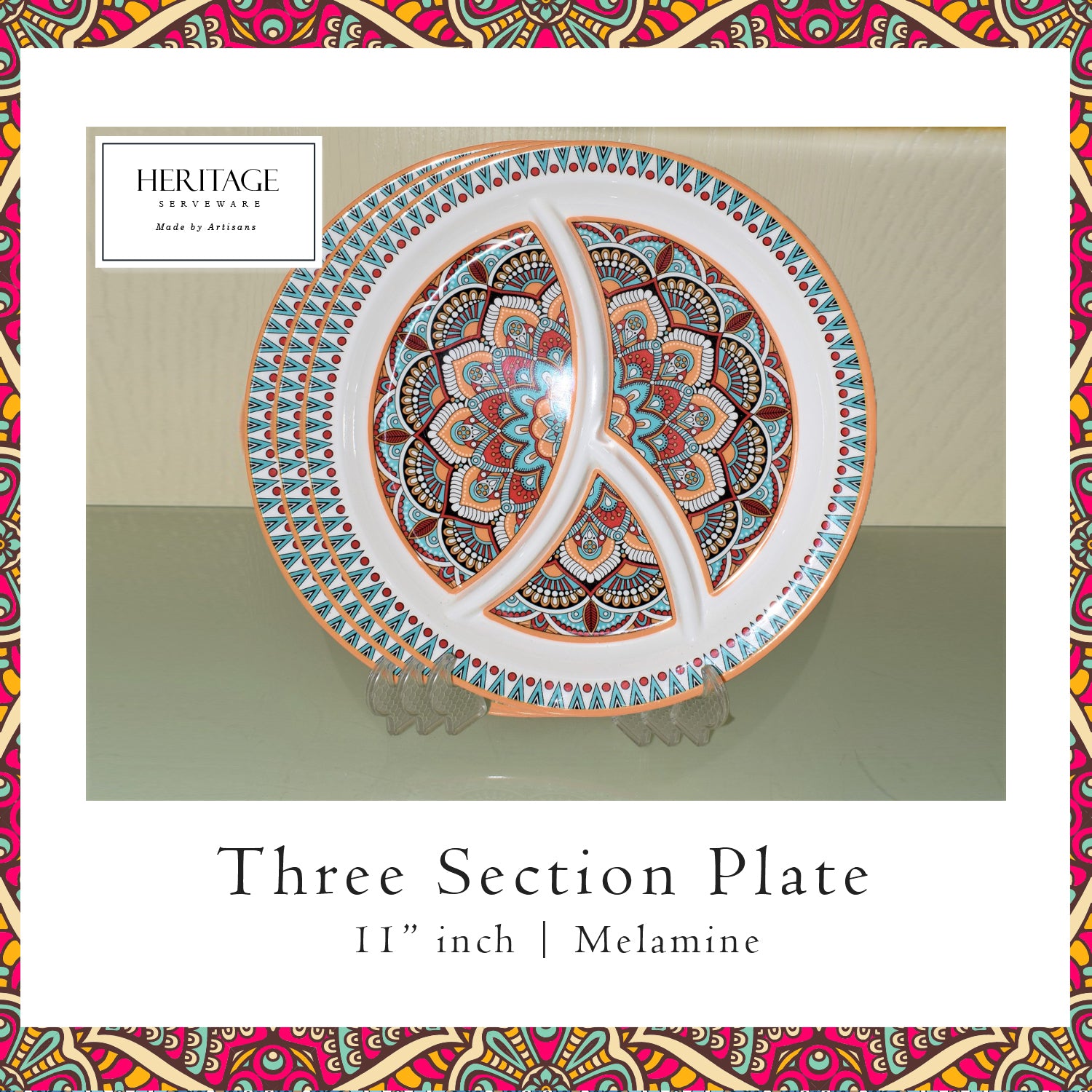Three Section Plate (Pack of 3)