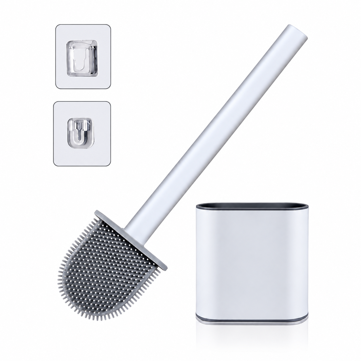 Zidello Silicone Flexible Toilet Brush with Holder