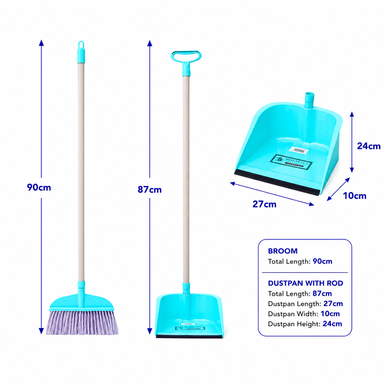 Zidello Standing Broom And Dustpan Set