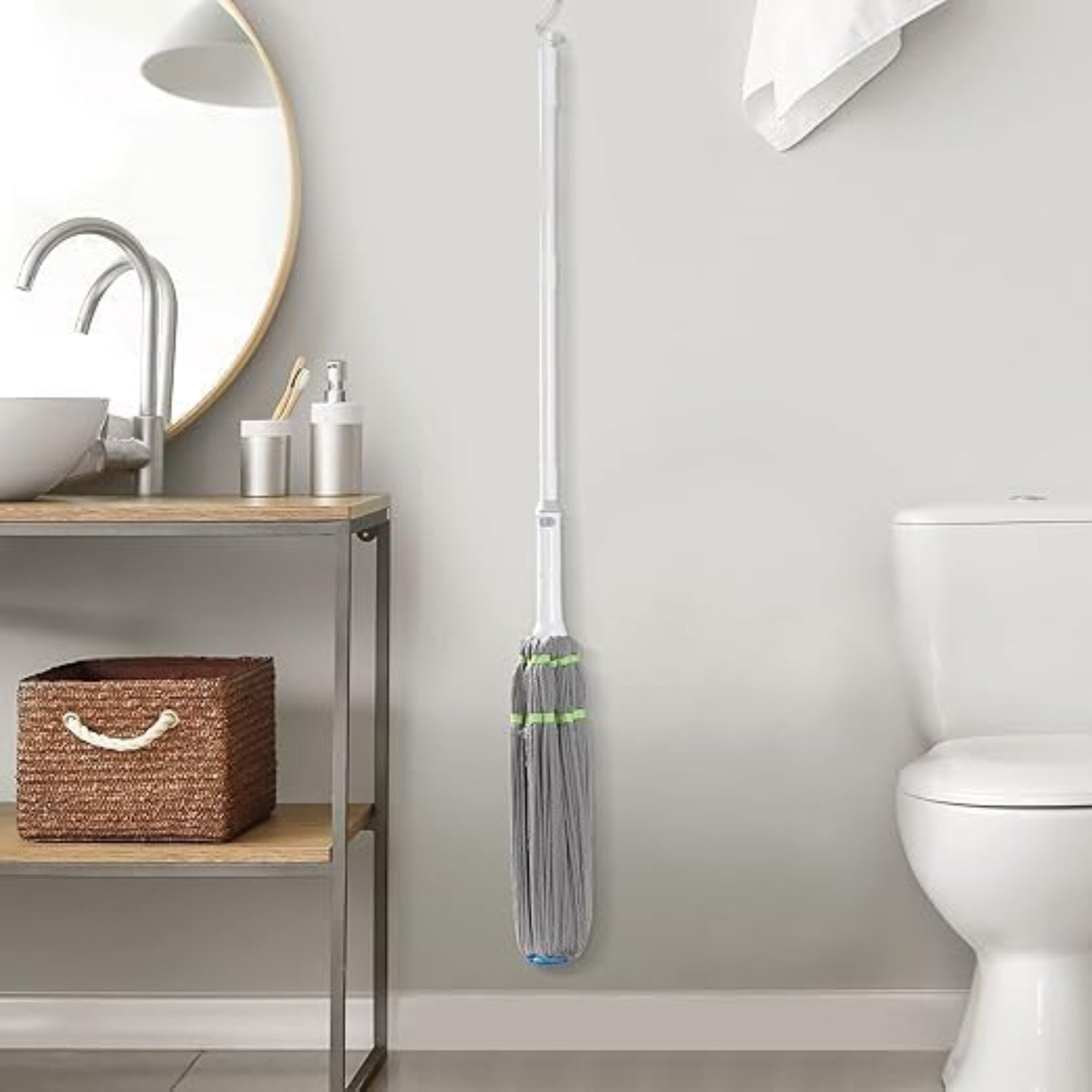 Zidello folding twist floor mop with hands-free wringing system, absorbent cotton mop head, and adjustable handle for efficient cleaning