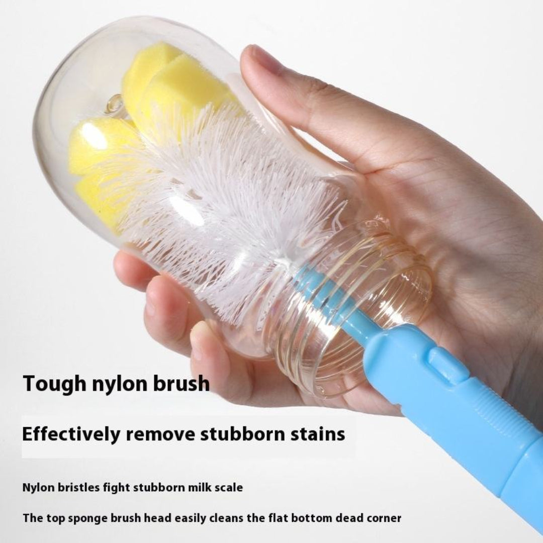Zidello baby bottle cleaning brush set with sponge bottle brush, nipple brush, and straw cleaners for feeding bottles