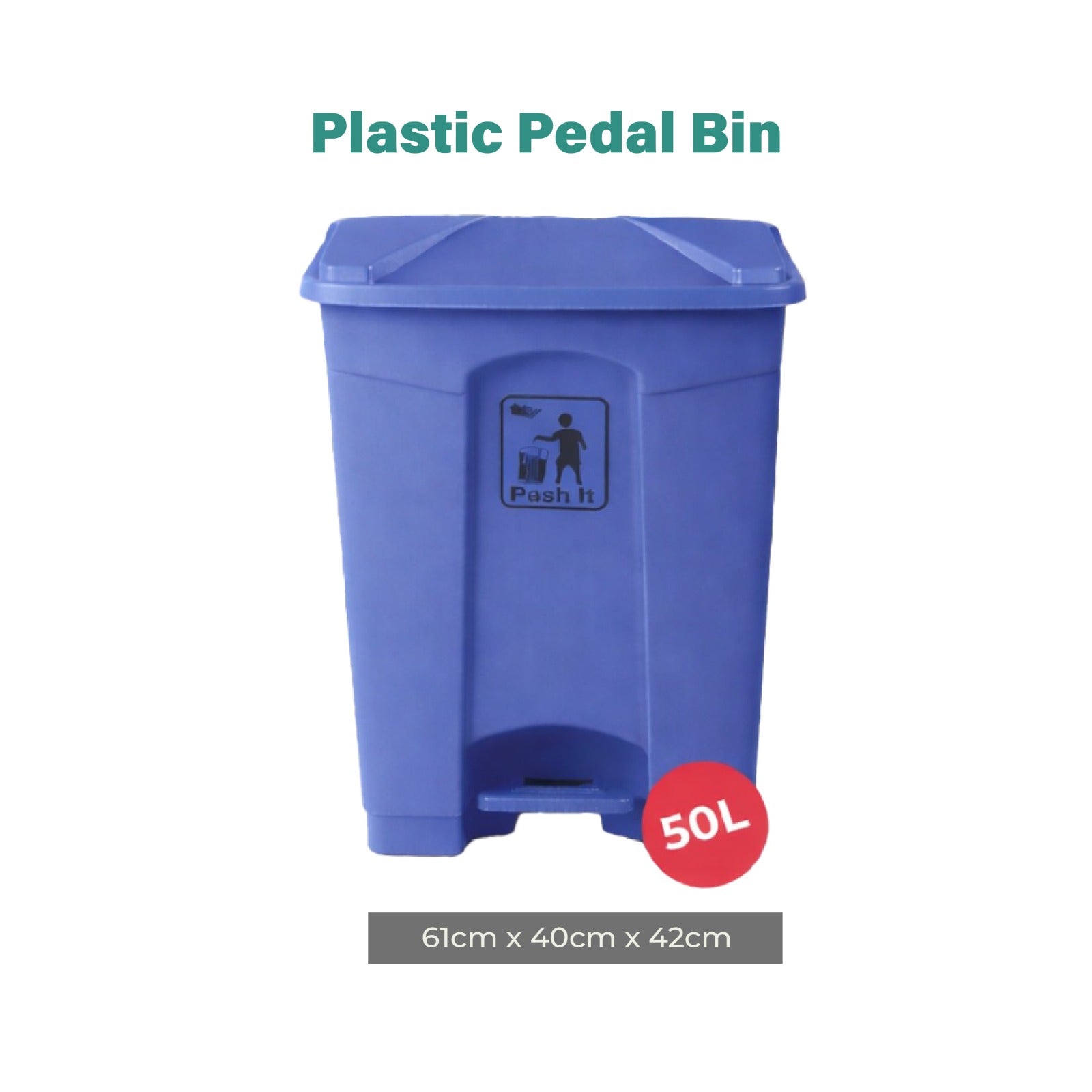 zidello  Plastic pedal bin with foot-operated lid, durable waste bin for kitchen, bathroom, and office use.